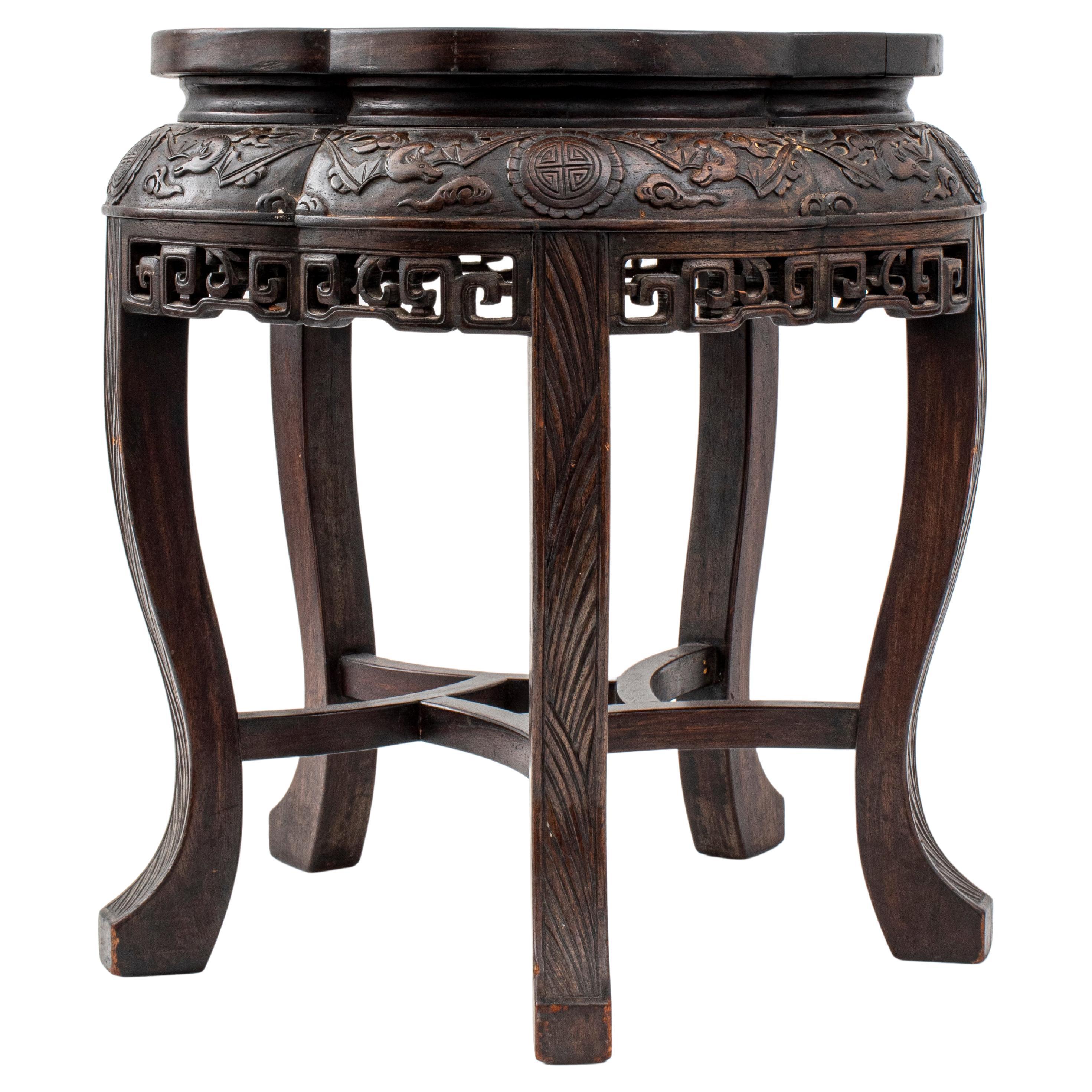 Chinese Carved Hardwood Floriform Table For Sale