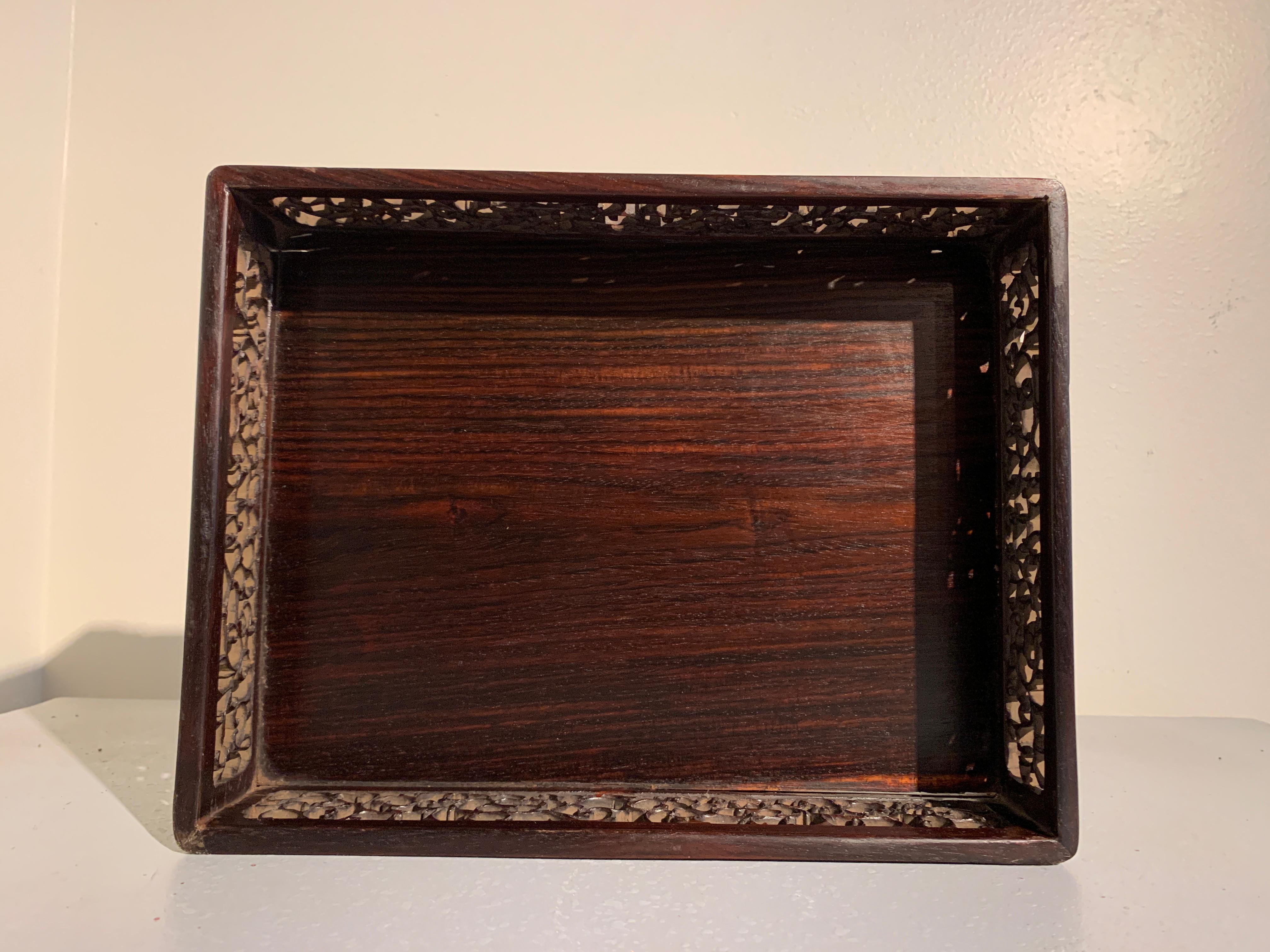 Chinese Carved Hardwood Scholar's Tray, Qing Dynasty, 19th Century, China For Sale 3
