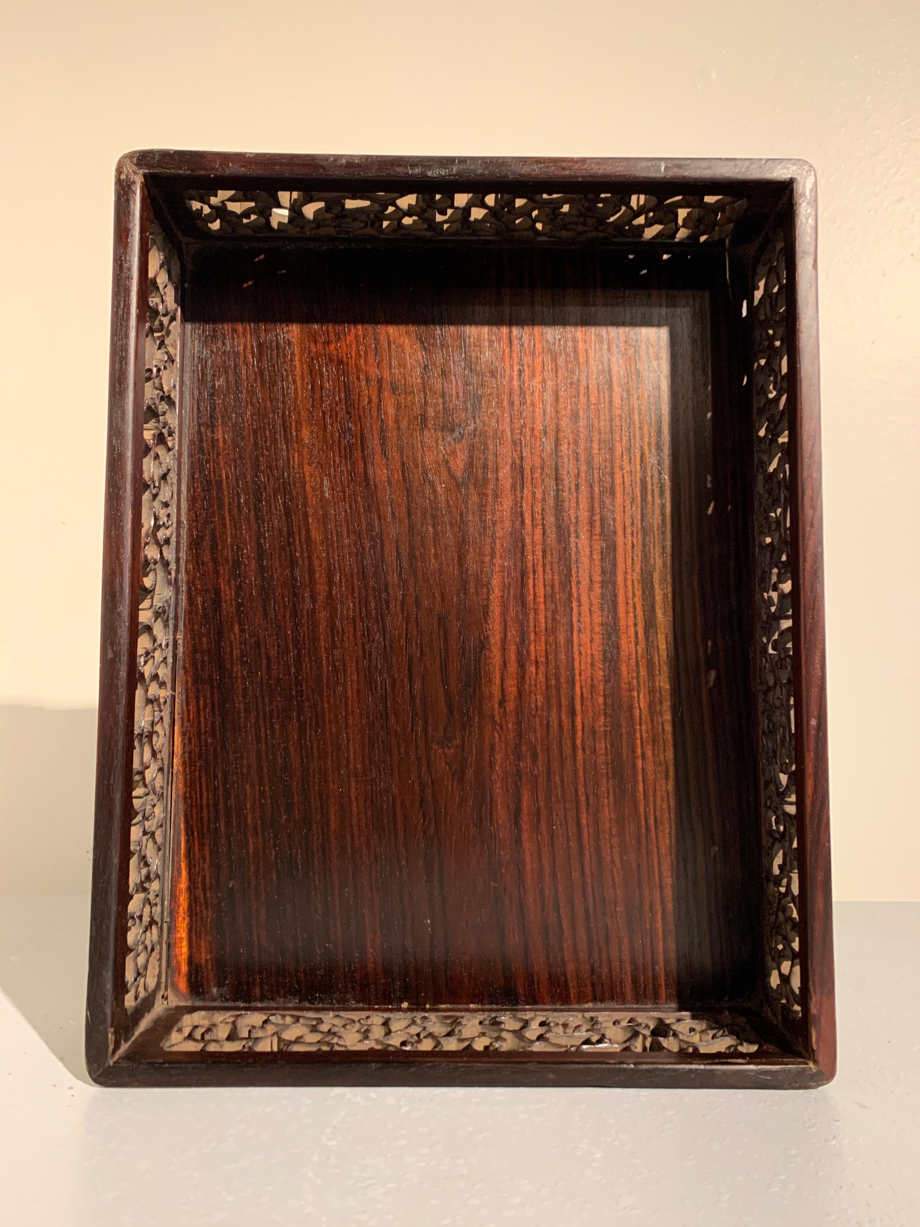 Chinese Carved Hardwood Scholar's Tray, Qing Dynasty, 19th Century, China For Sale 1