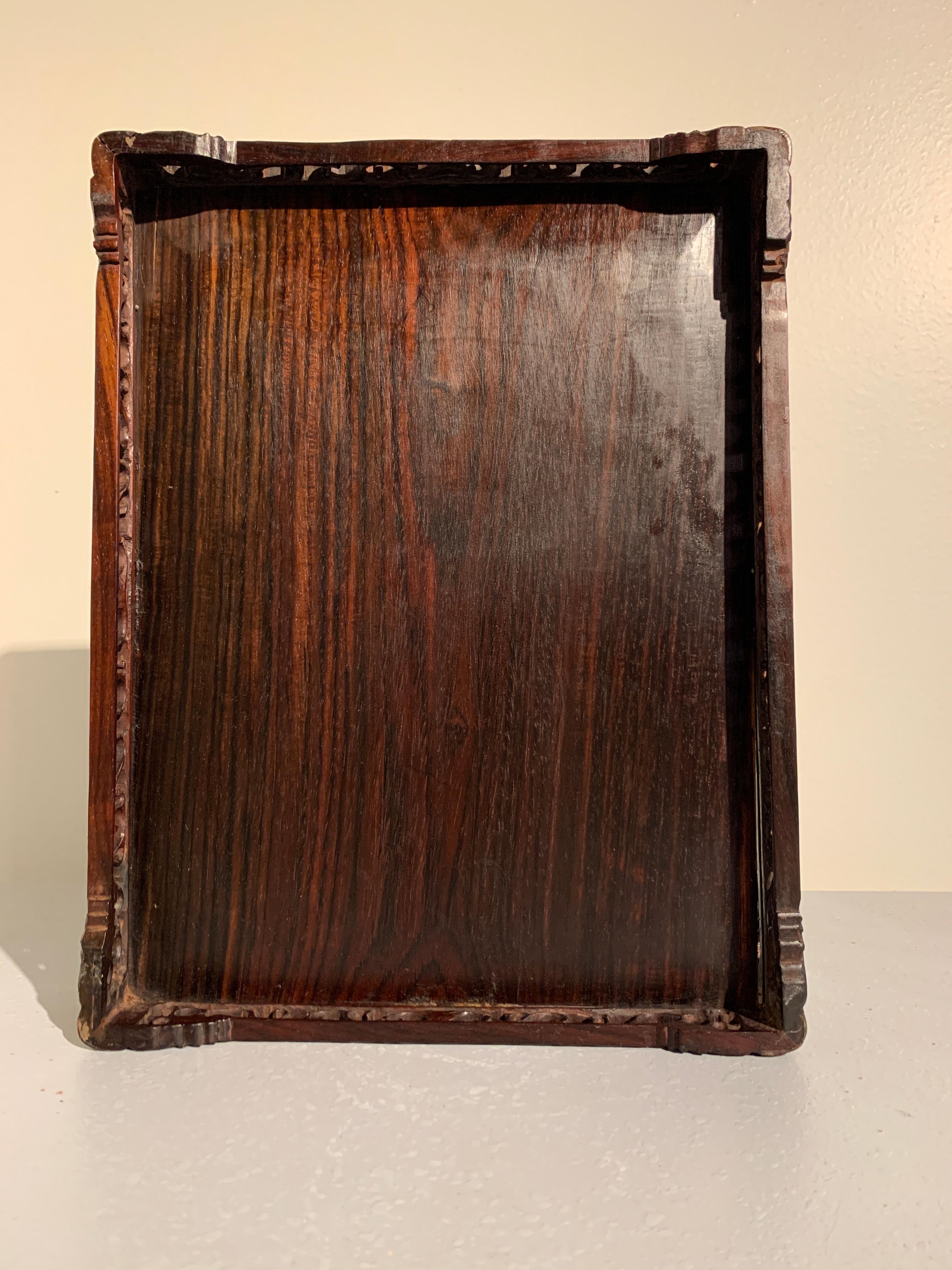 Chinese Carved Hardwood Scholar's Tray, Qing Dynasty, 19th Century, China For Sale 2