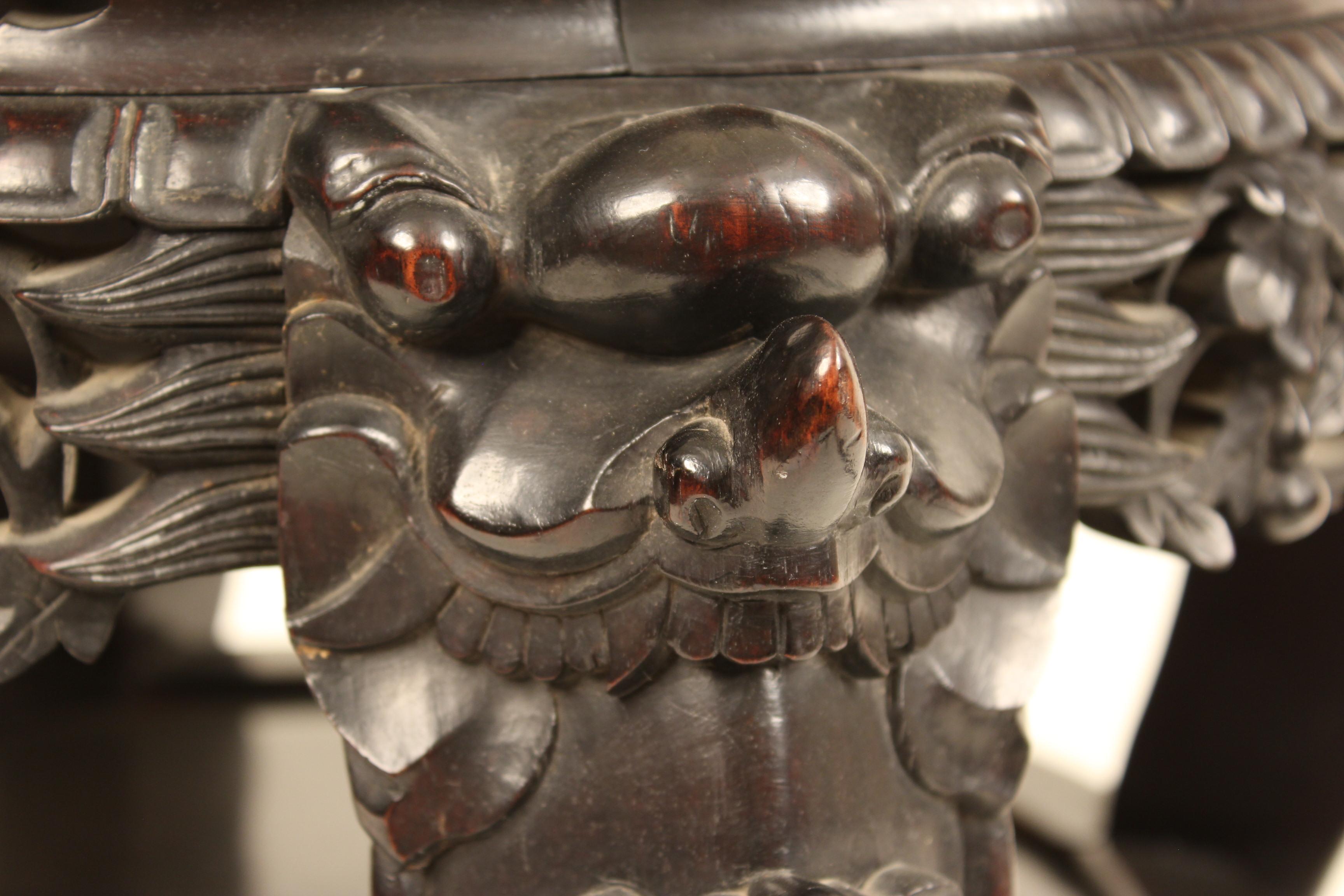 Chinese Carved Hardwood Taboret In Good Condition In Laguna Beach, CA