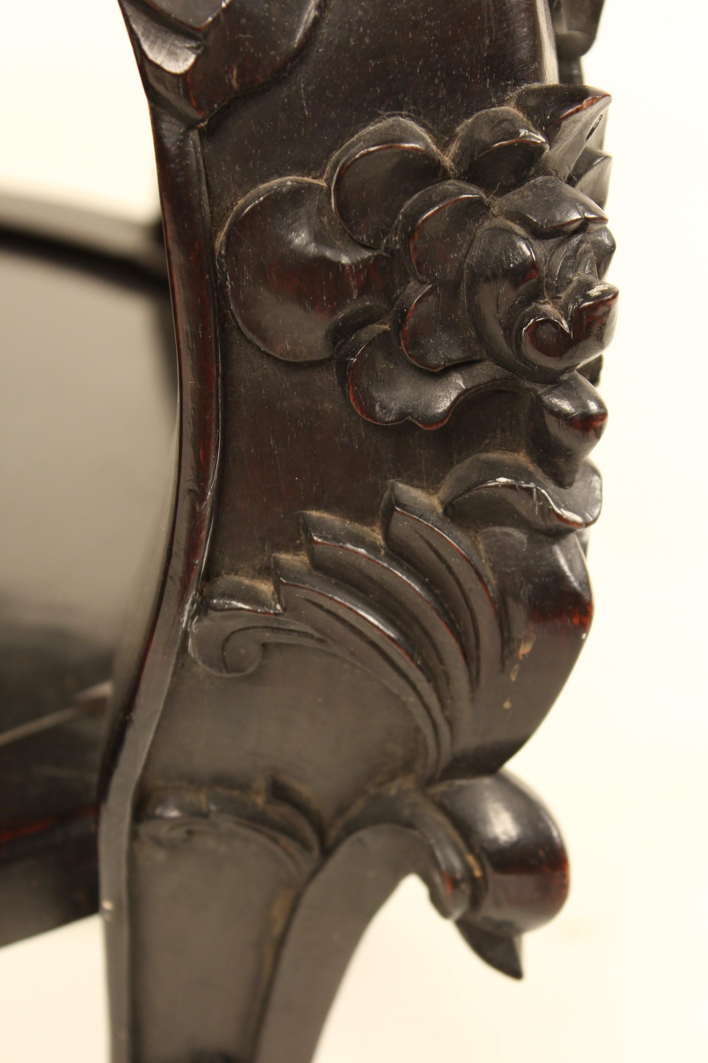 Early 20th Century Chinese Carved Hardwood Taboret