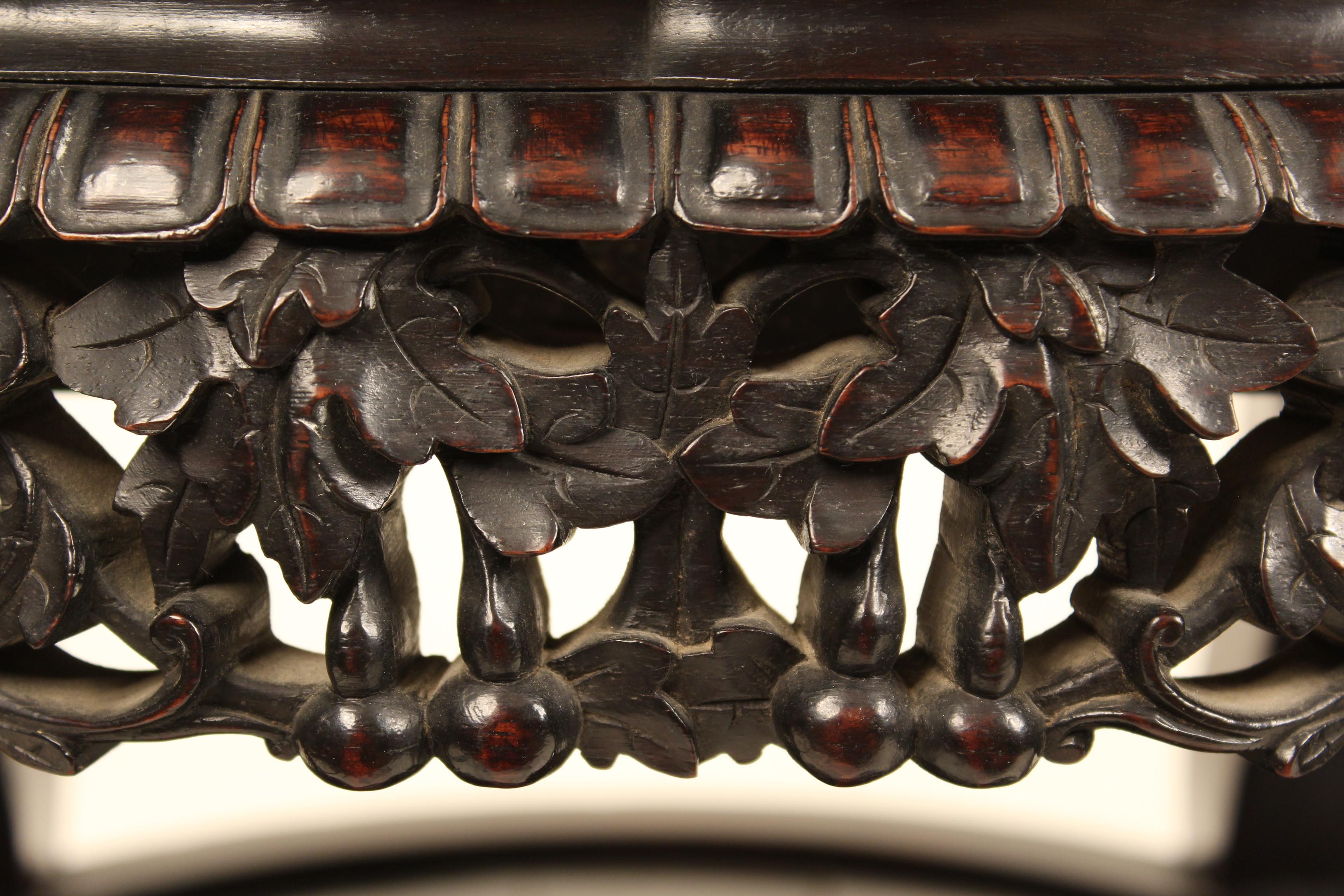 Chinese Carved Hardwood Taboret 1