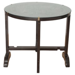 Chinese Carved Hardwood Tilt Top Glazed Gate Leg Circular Tea Table