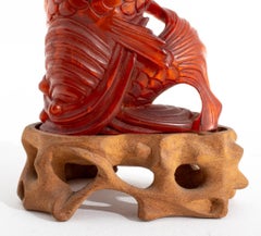 Tabacchiere cinesi in Horn intagliate a forma di carpa, coppia