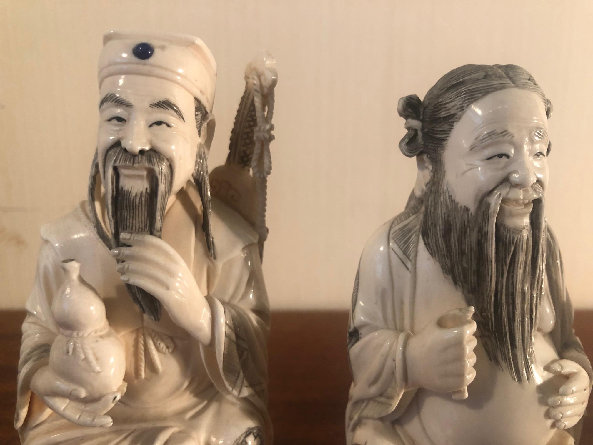 Mid-20th Century Chinese Carved Figurines, Hong Kong, circa 1950