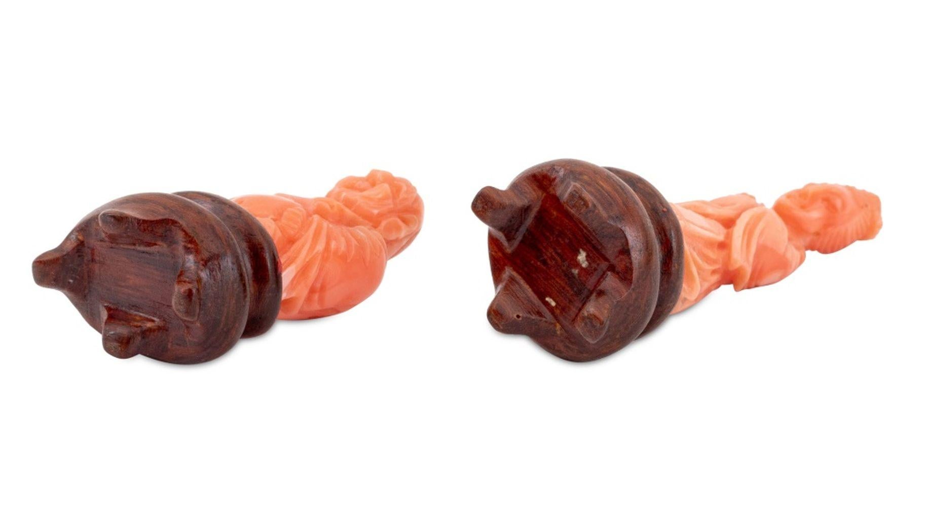 Qing Sculptures chinoises en jade et corail, 4 en vente