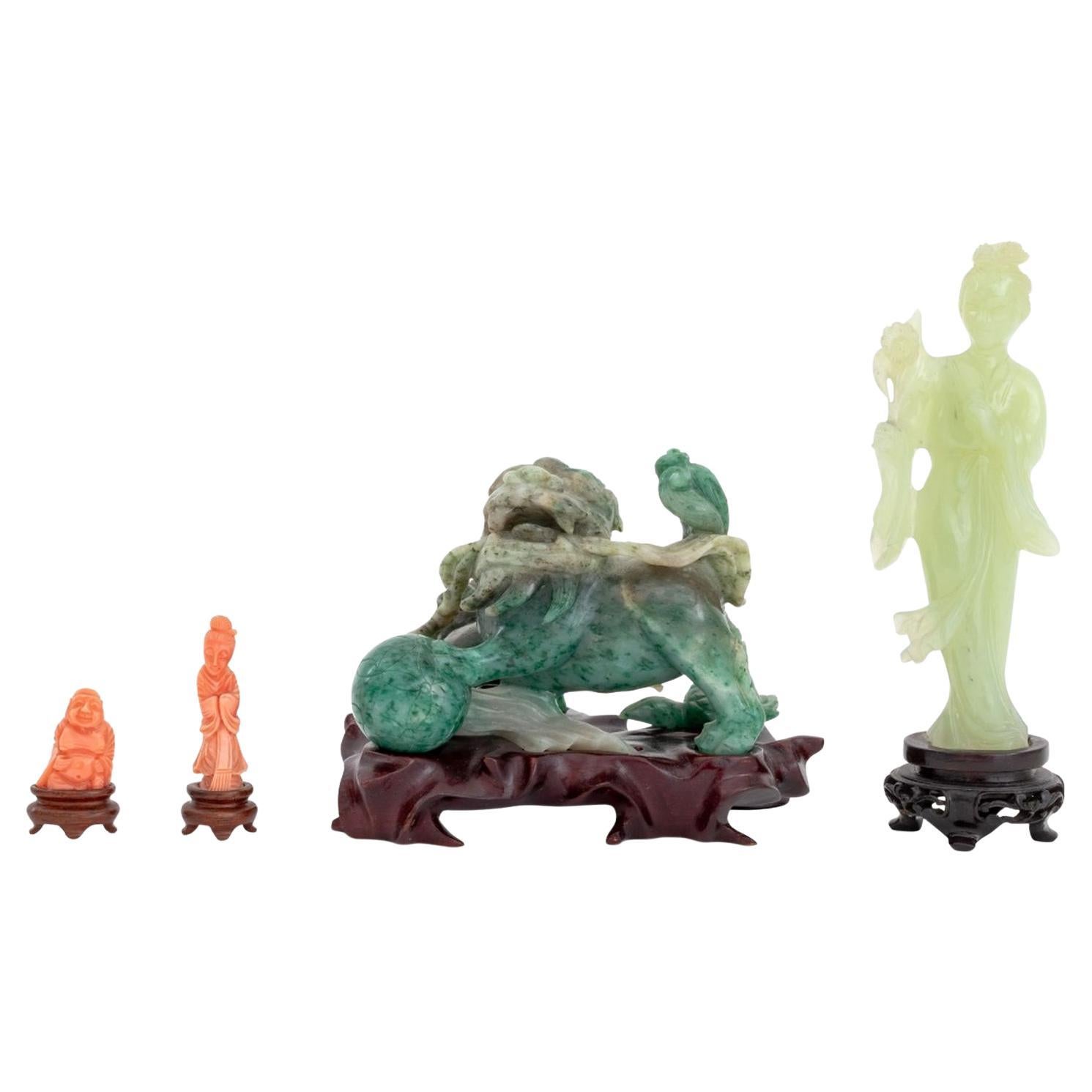 Sculture cinesi di giada e corallo intagliate, 4