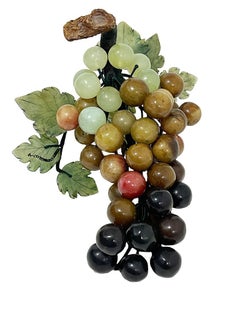 Chinese Carved Jade and Stone Grape Cluster, Mid-20th Century