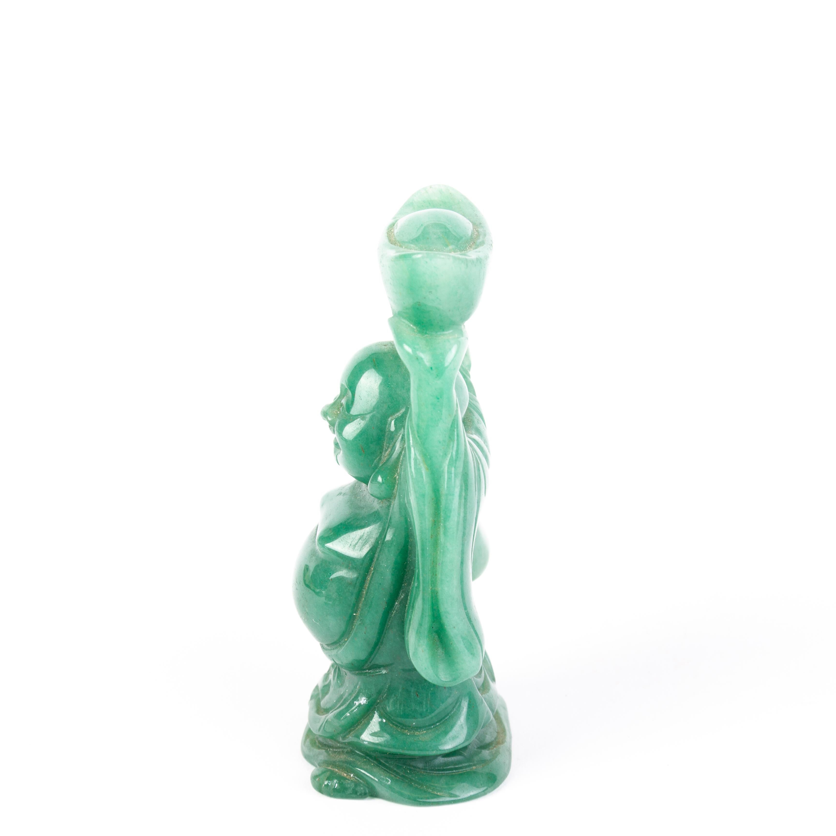 Chinese Carved Jade Buddha Sculpture 19th Century Qing In Good Condition For Sale In Nottingham, GB