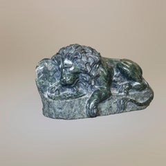 Chinese Carved Jade Lion Victory Sculpture 20th C