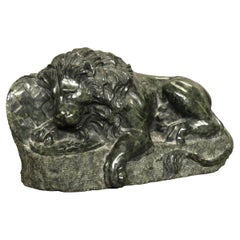 Chinese Carved Jade Lion Victory Sculpture 20th C