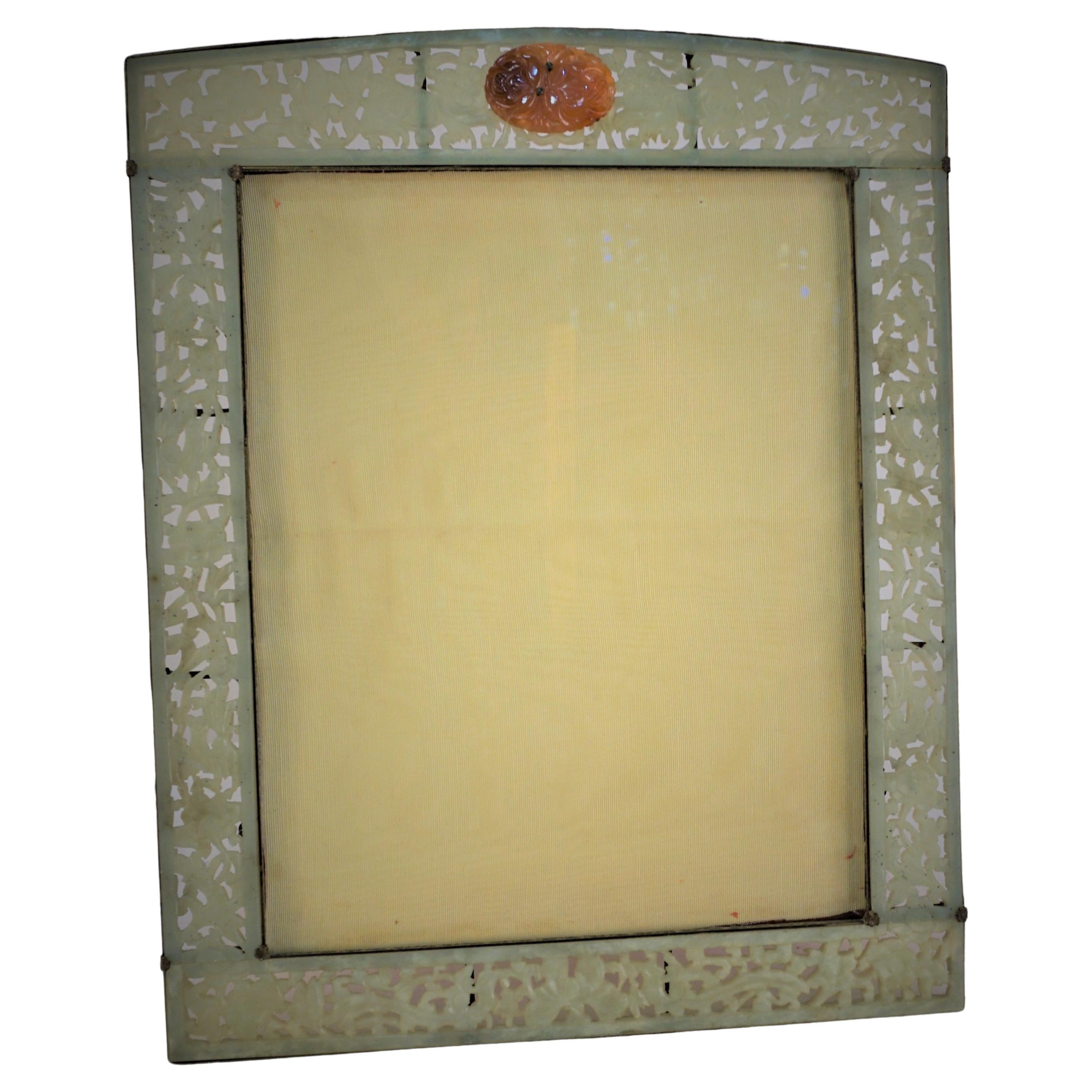 Chinese Carved Jade Picture Frame For Sale
