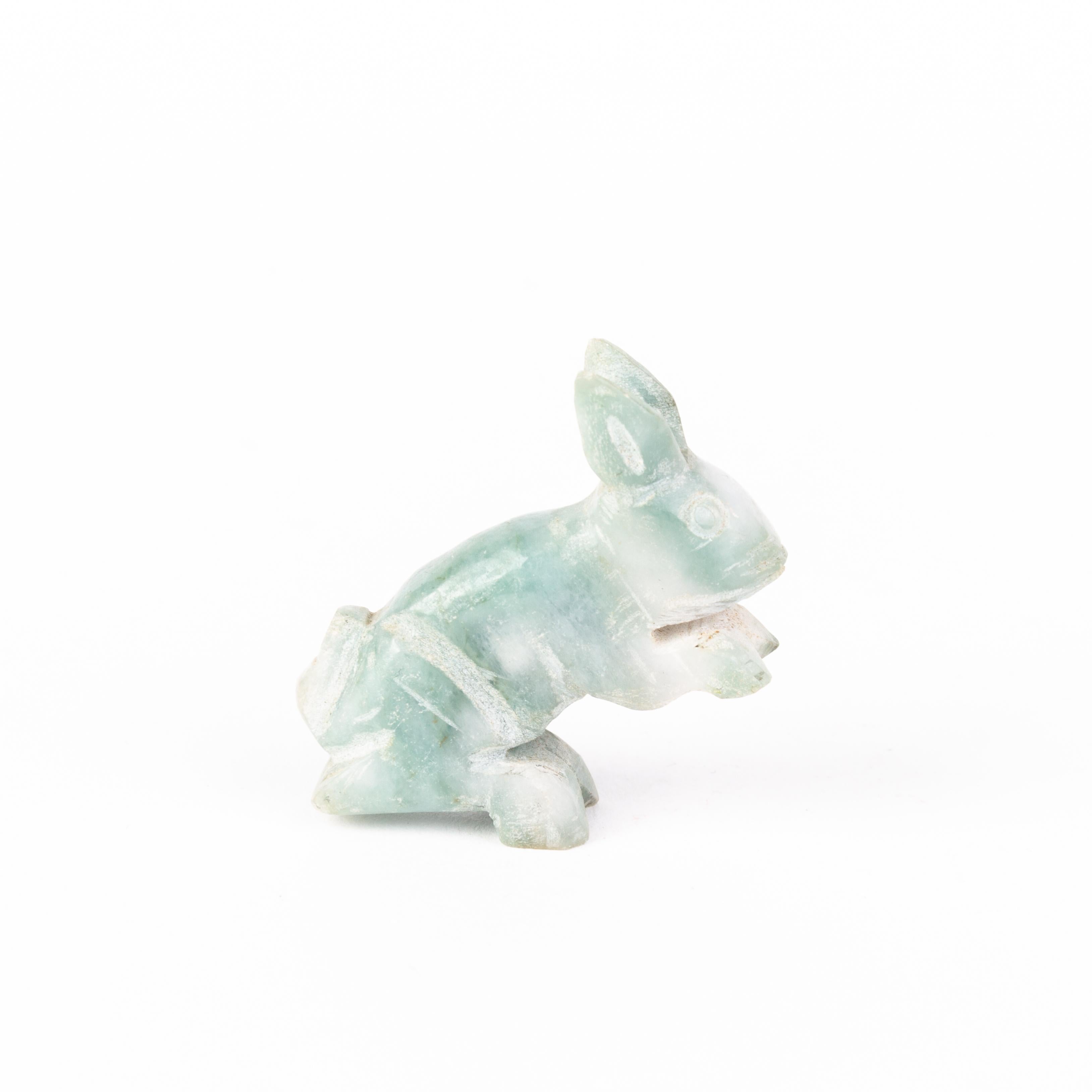 Hand-Carved Chinese Carved Jade Rabbit Sculpture  For Sale