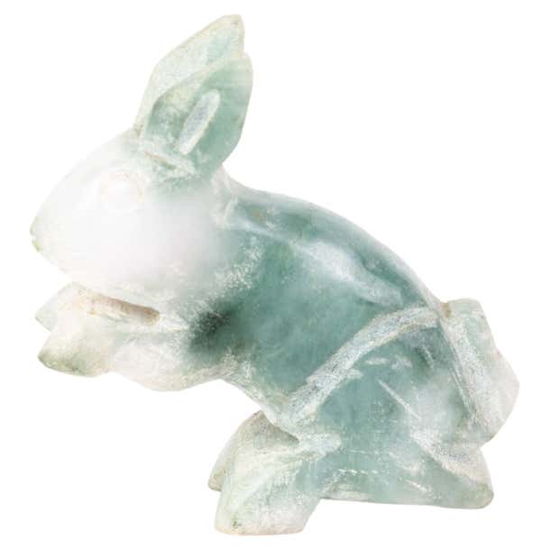 Chinese Carved Jade Rabbit Sculpture For Sale at 1stDibs