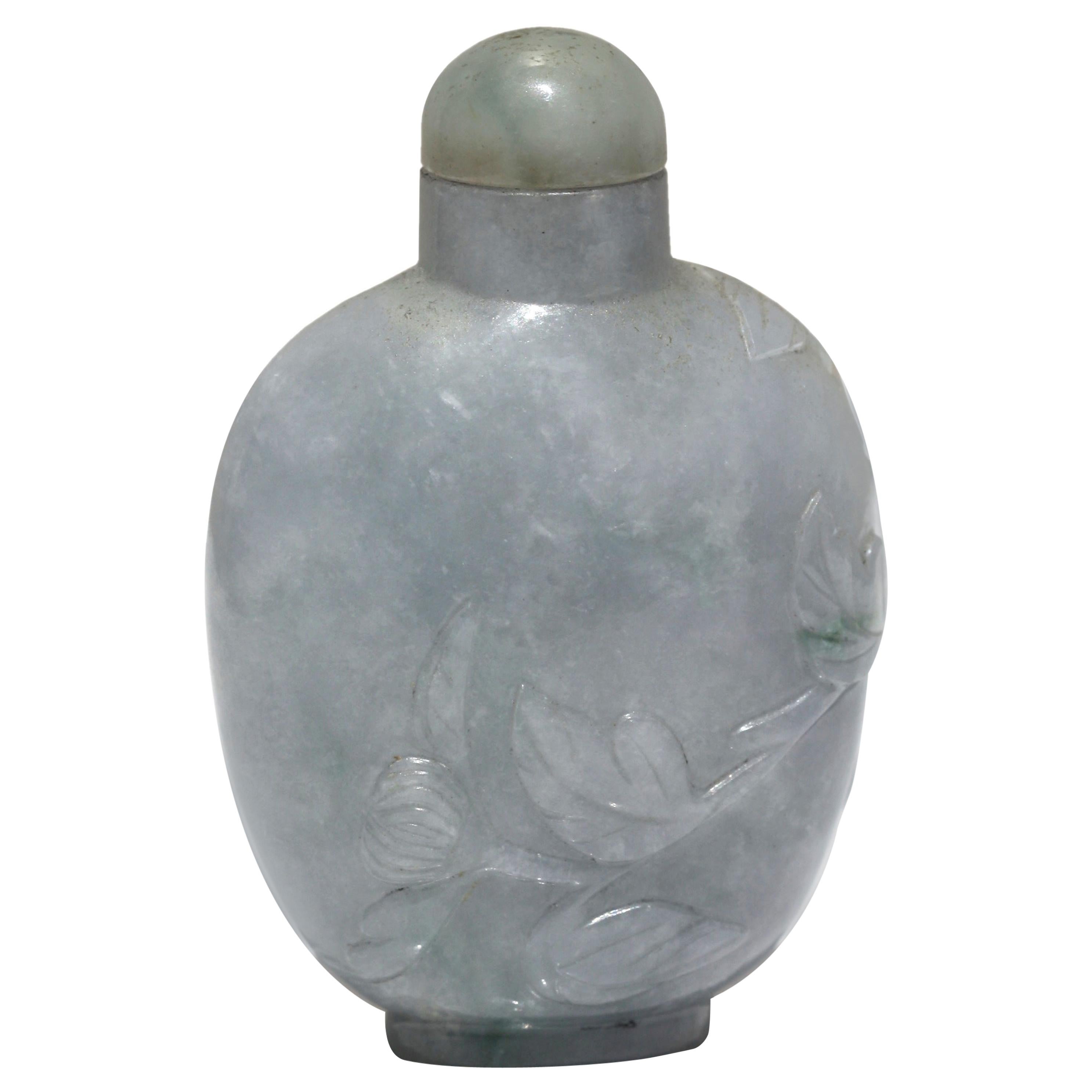 Chinese Carved Jade Snuff Bottle and Stopper