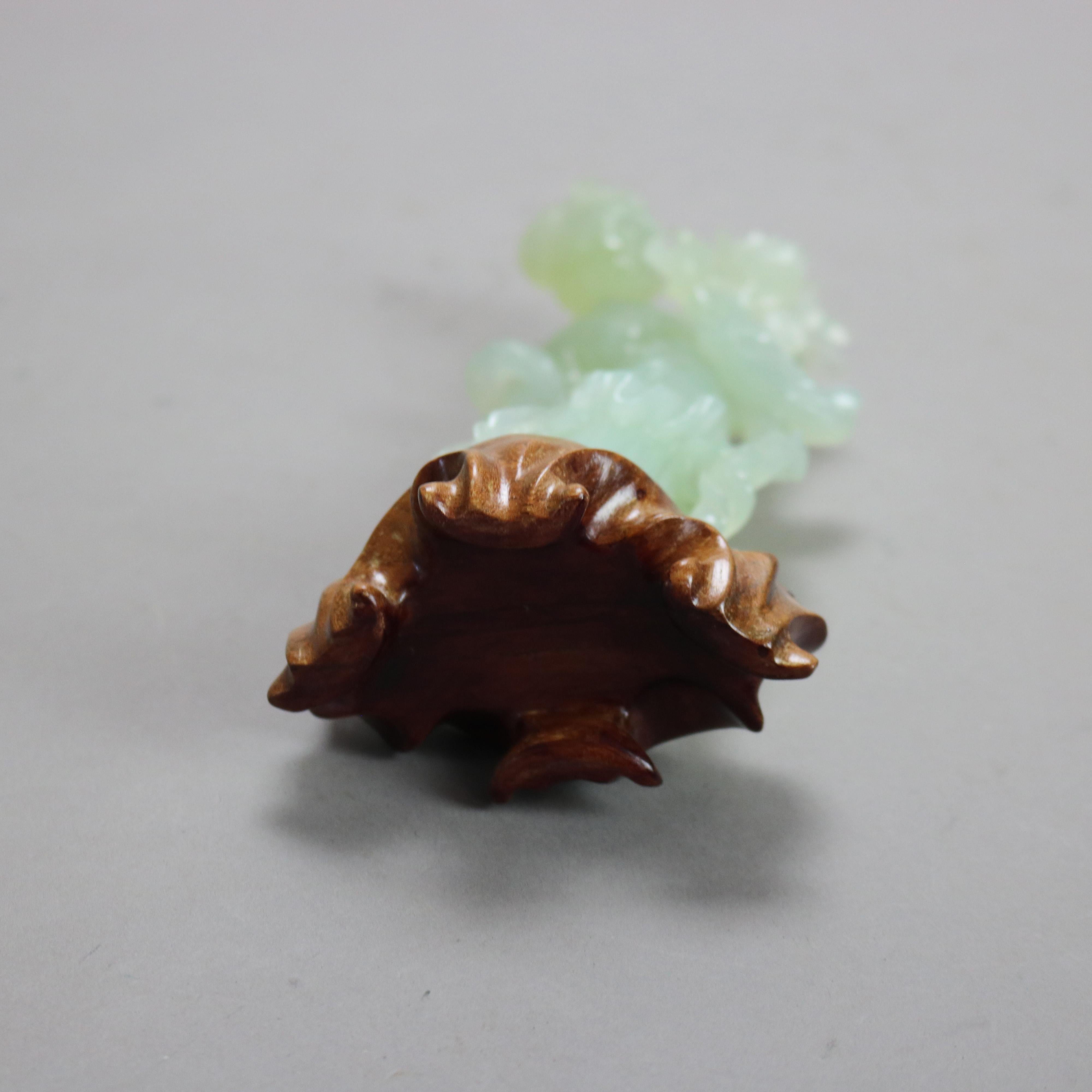 Chinese Carved Jade Statue of a Woman on Wood Base 20thC 3