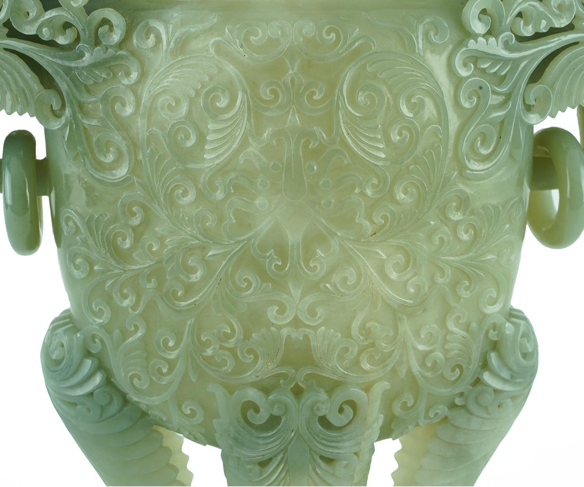 Chinese Carved Jade Urn with Lid 5