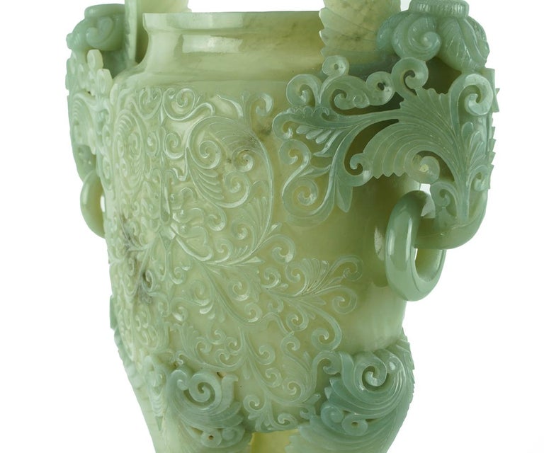 Chinese Carved Jade Urn with Lid at 1stDibs