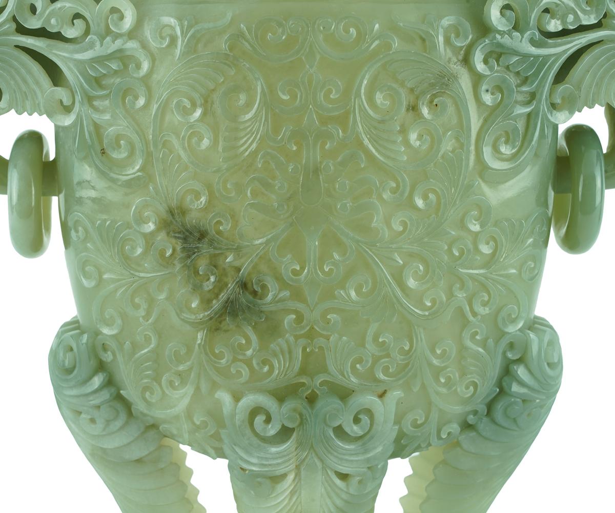 Chinese Carved Jade Urn with Lid 4