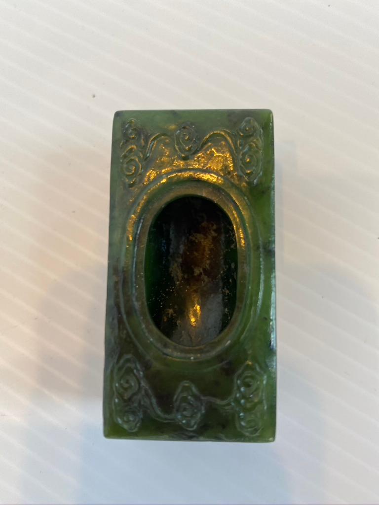 Chinese Carved Jadeite Box with Coral Finial In Good Condition In Sarasota, FL