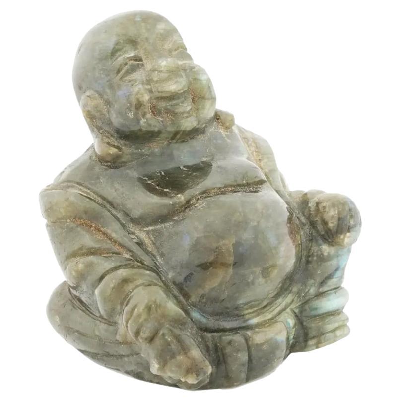 Chinese Carved Labradorite Stone Buddha Figurine