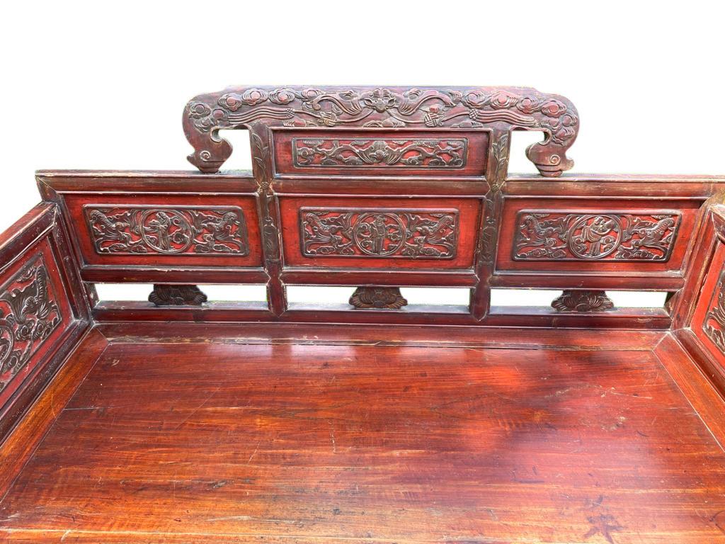 Chinese Export Chinese Carved / Lacquered Sofa circa 1900 For Sale
