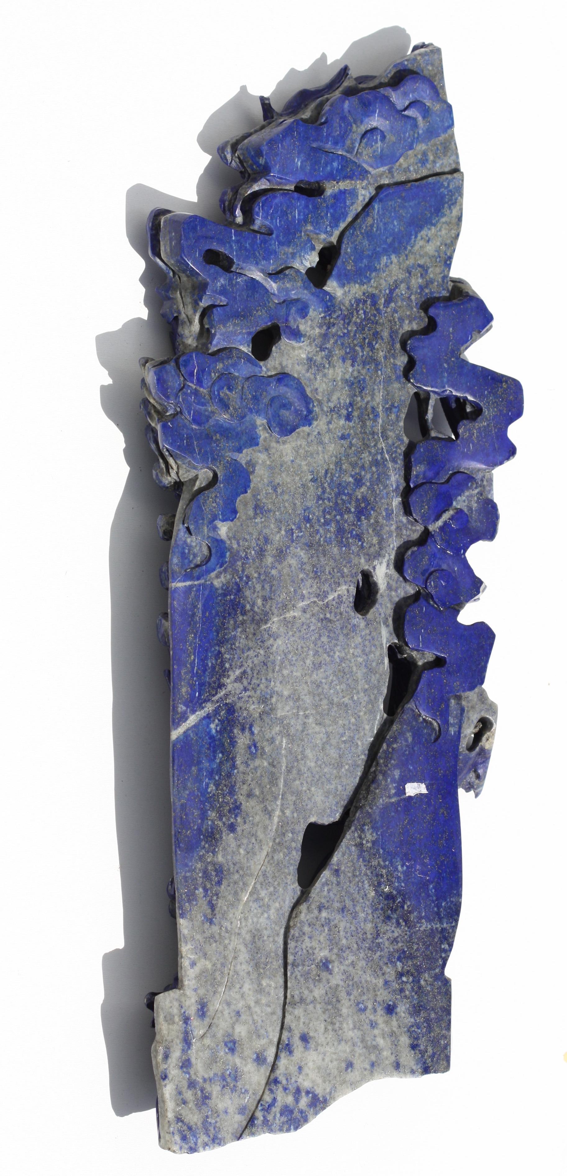 Chinese Carved Lapis Lazuli Dragon In Good Condition For Sale In West Palm Beach, FL