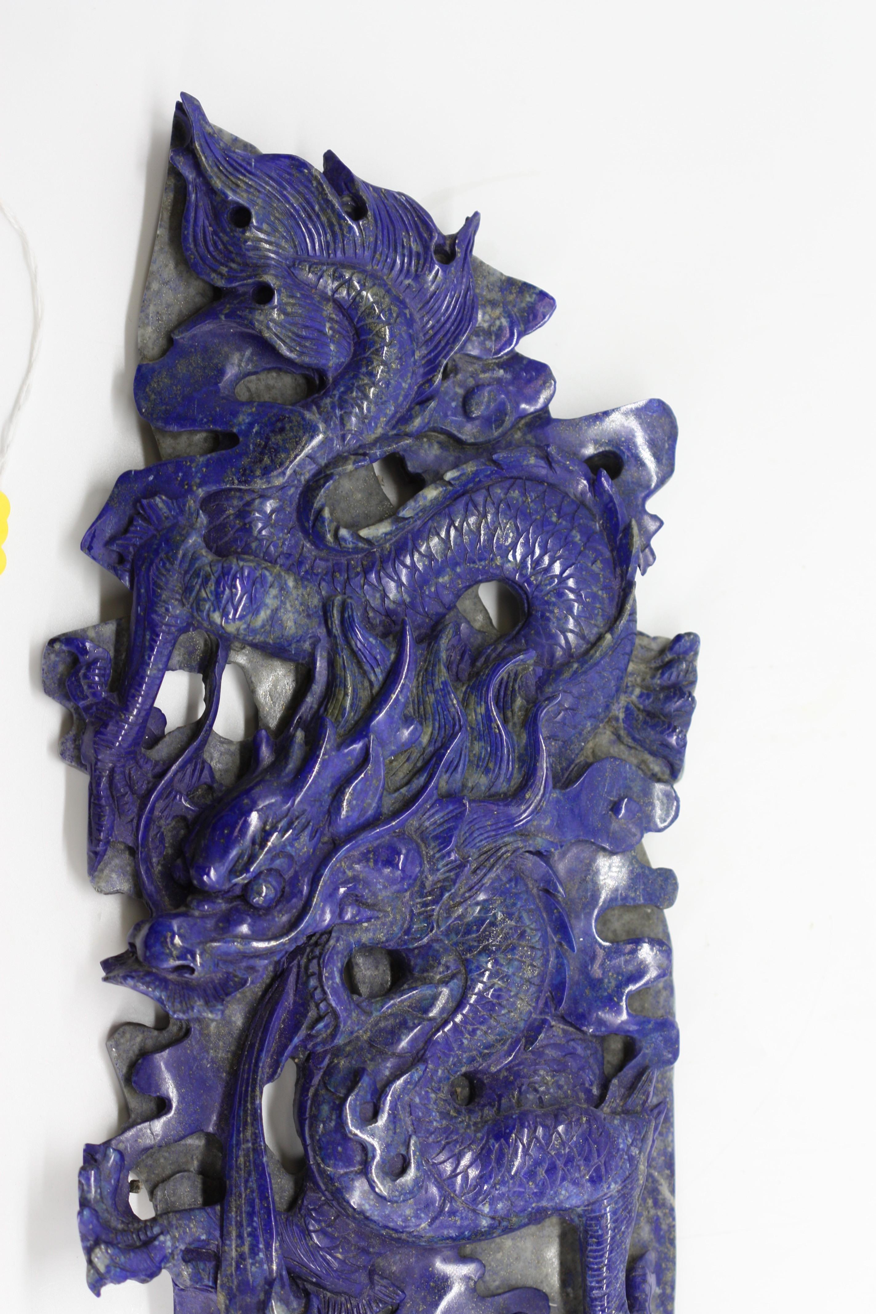 20th Century Chinese Carved Lapis Lazuli Dragon For Sale