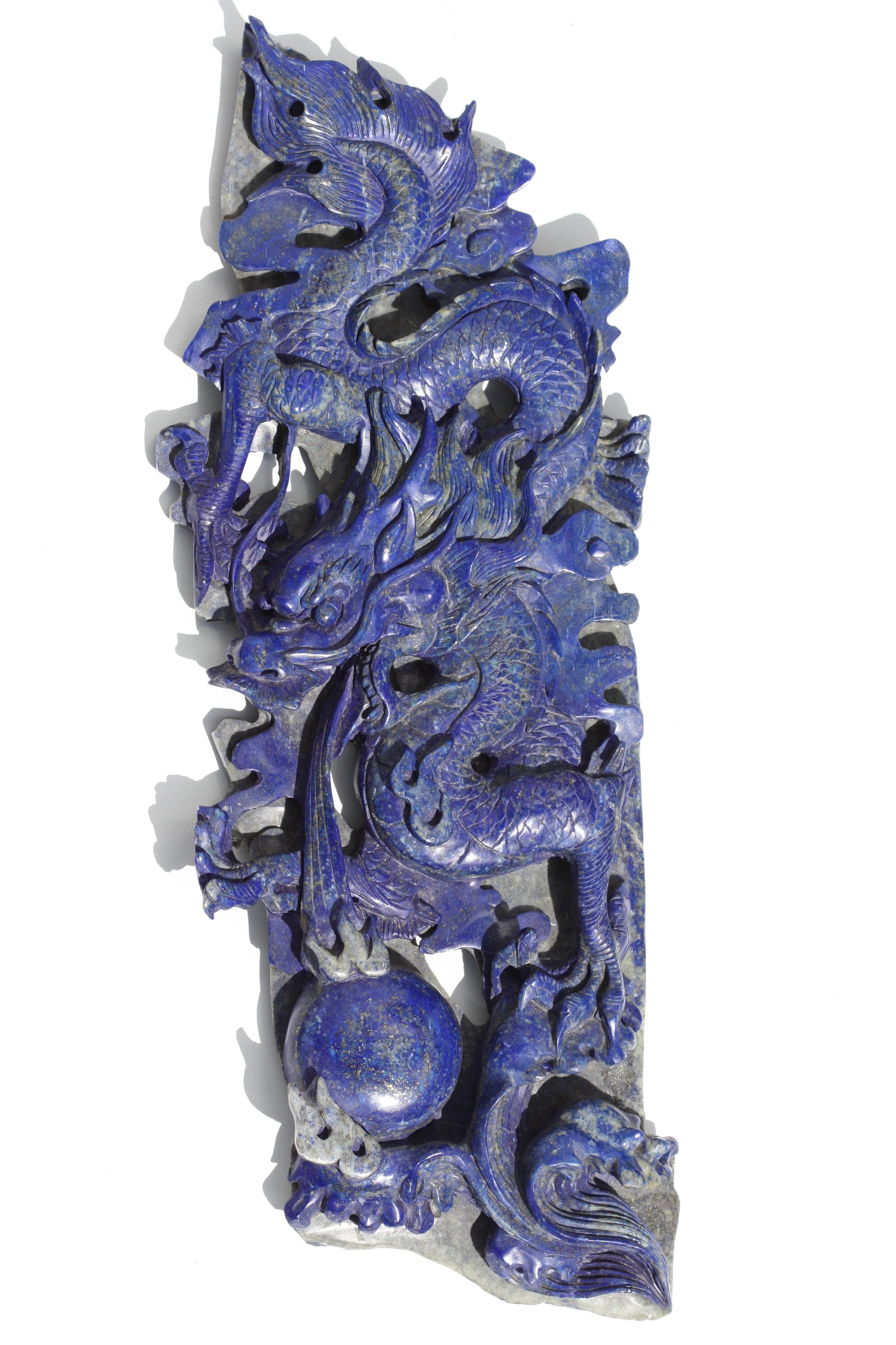 Chinese Carved Lapis Lazuli Dragon For Sale 3