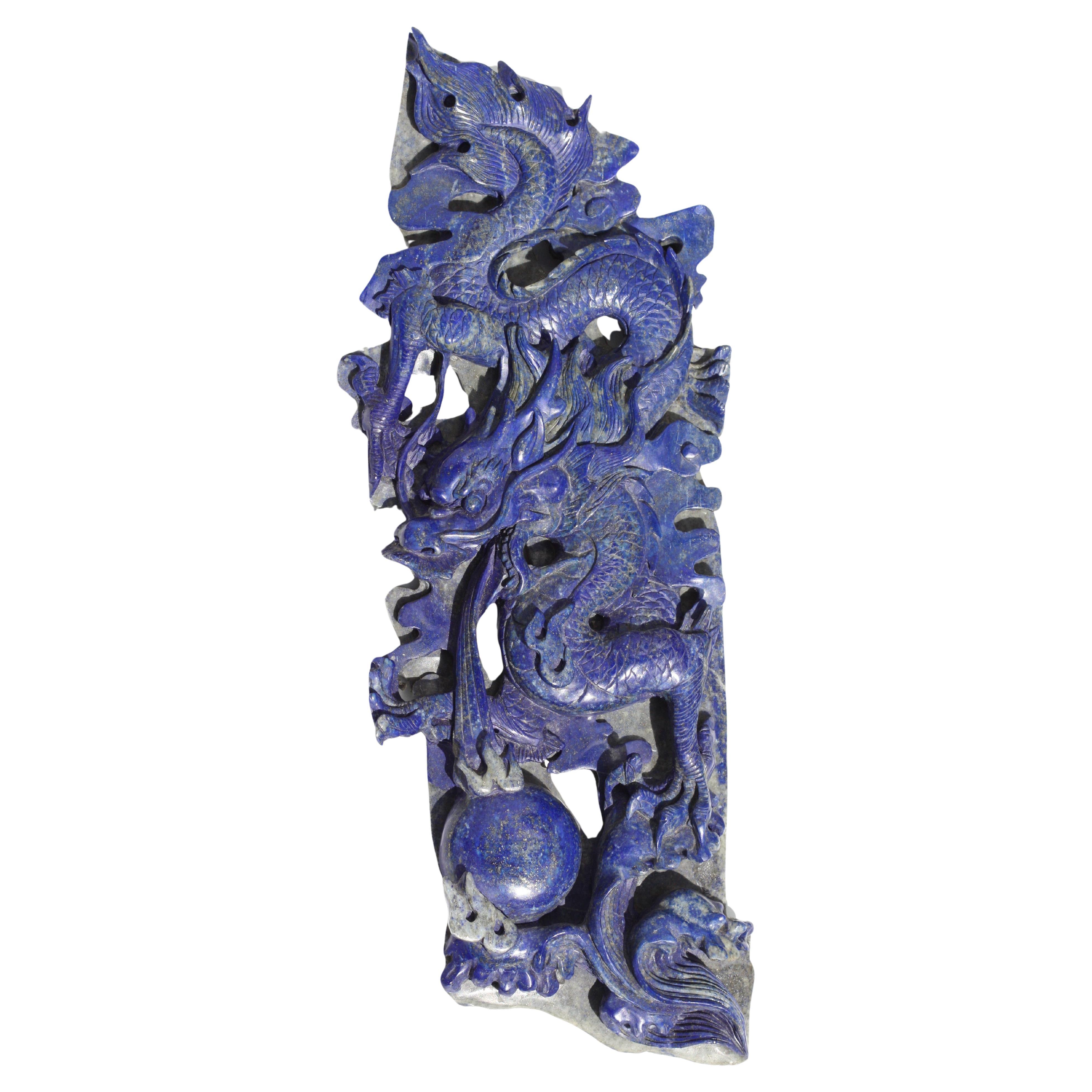 Chinese Carved Lapis Lazuli Dragon