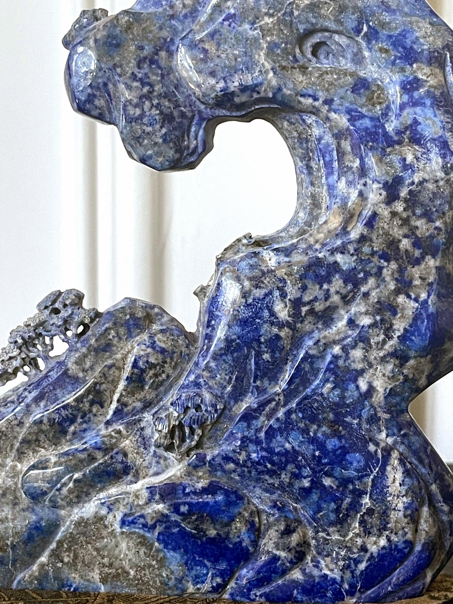 Chinese Carved Lapis Lazuli Scholar Stone For Sale 2