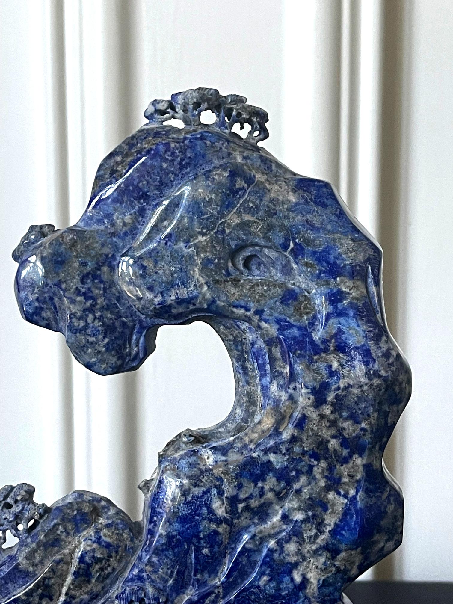 Chinese Carved Lapis Lazuli Scholar Stone For Sale 3