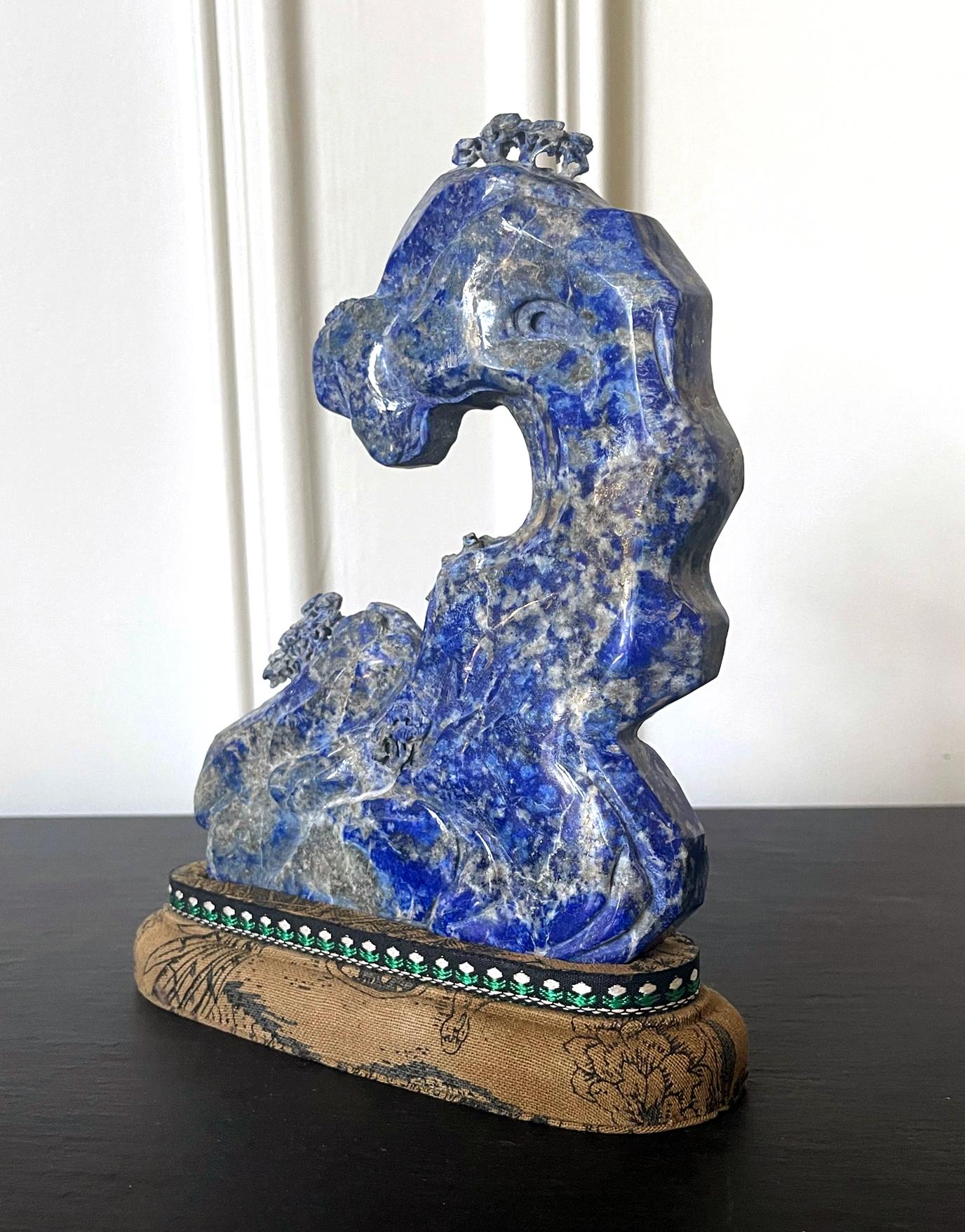 Chinese Carved Lapis Lazuli Scholar Stone For Sale 6
