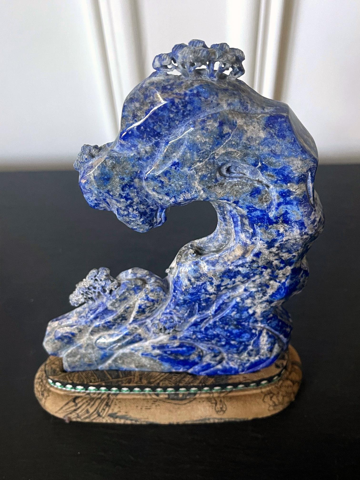 Chinese Export Chinese Carved Lapis Lazuli Scholar Stone For Sale