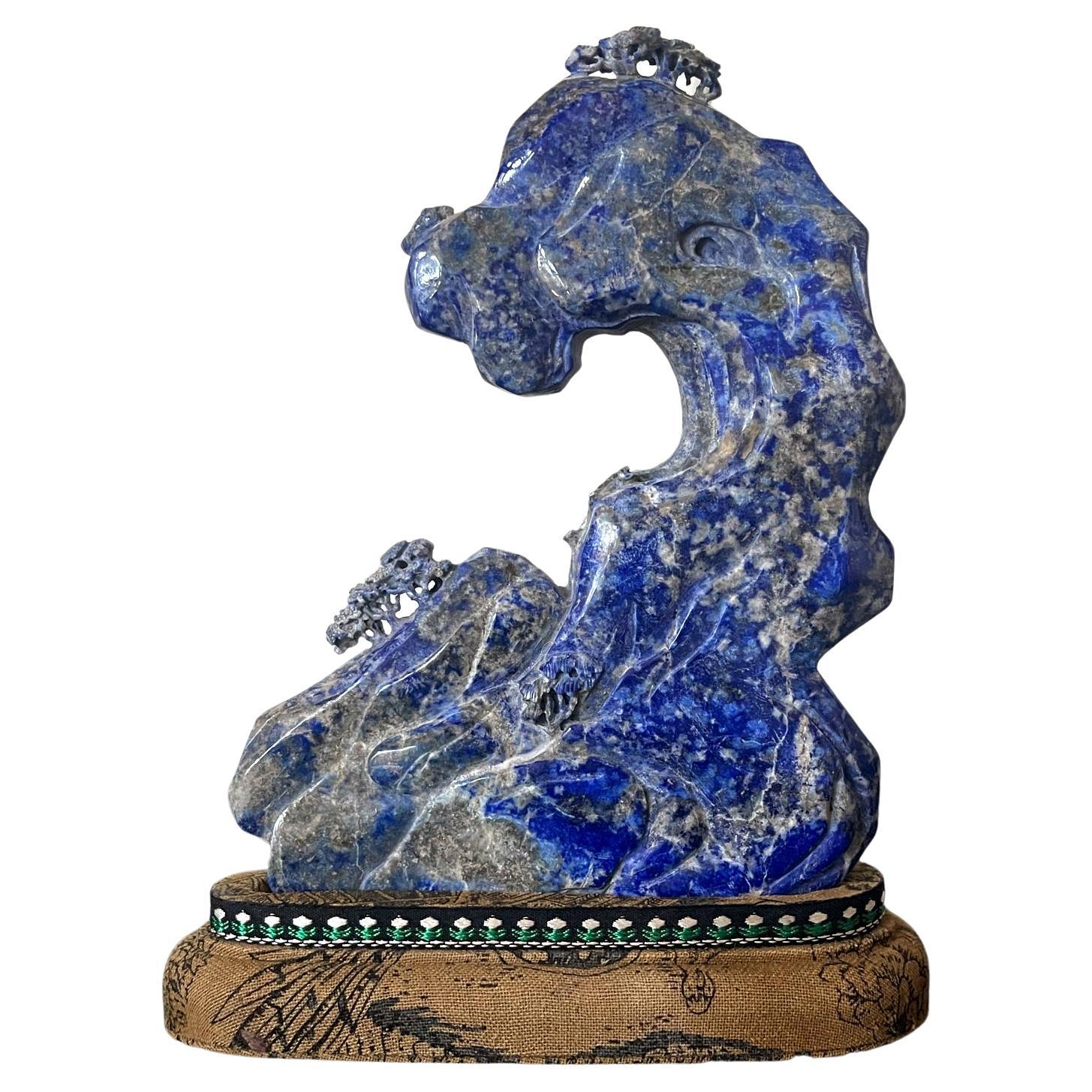 Chinese Carved Lapis Lazuli Scholar Stone For Sale