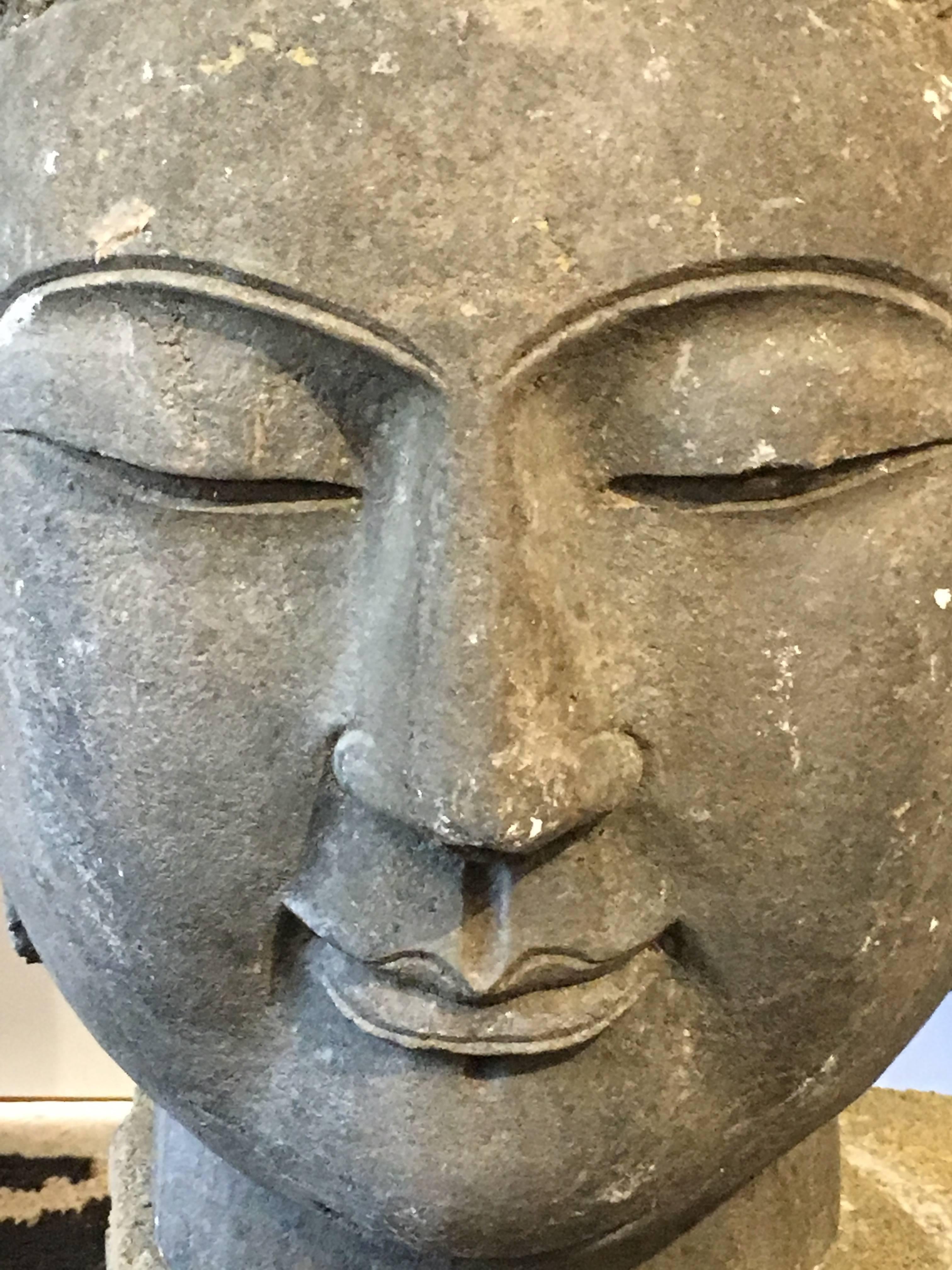 Chinese Carved Limestone Head of the Buddha, Mid-20th Century For Sale 2
