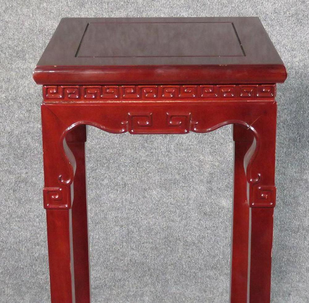 Chinese Carved Mahogany Plantstand Pedestal, C1920 In Good Condition For Sale In Swedesboro, NJ