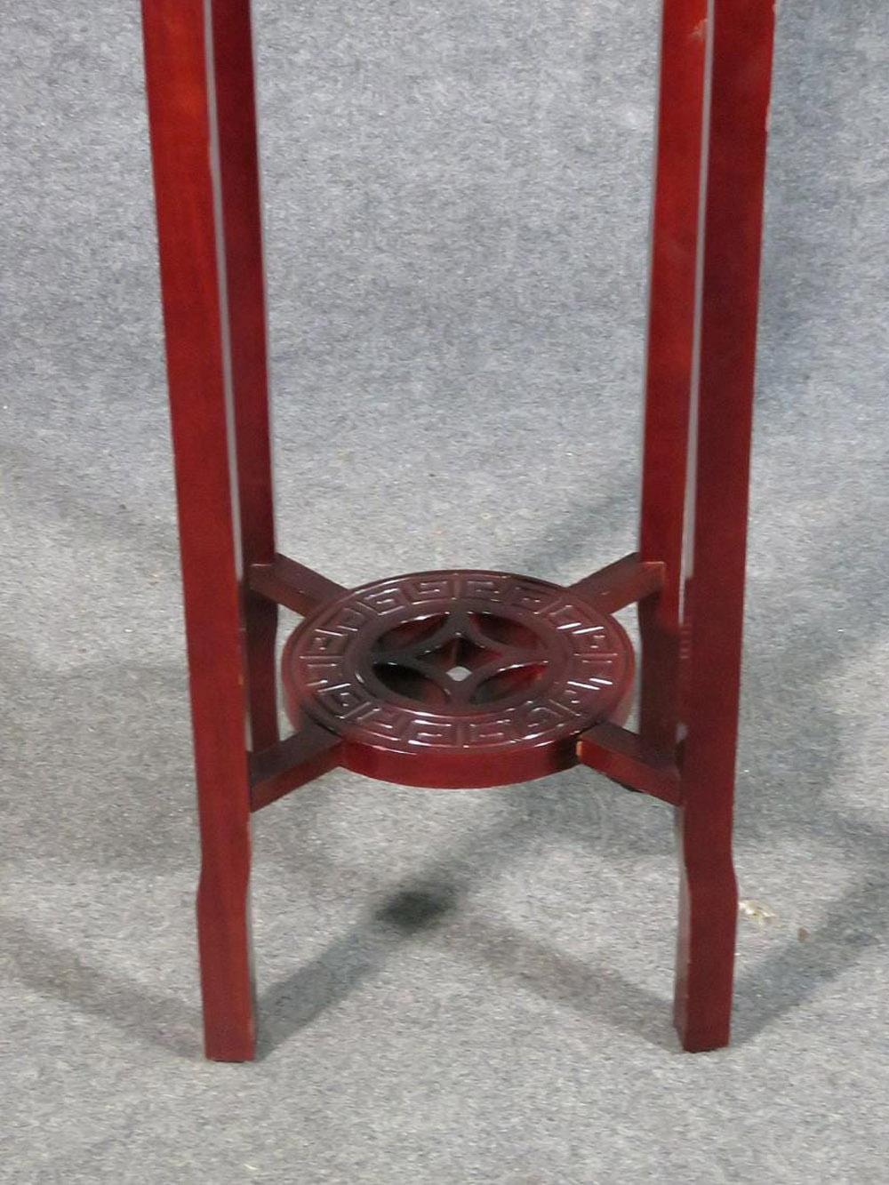 Early 20th Century Chinese Carved Mahogany Plantstand Pedestal, C1920 For Sale