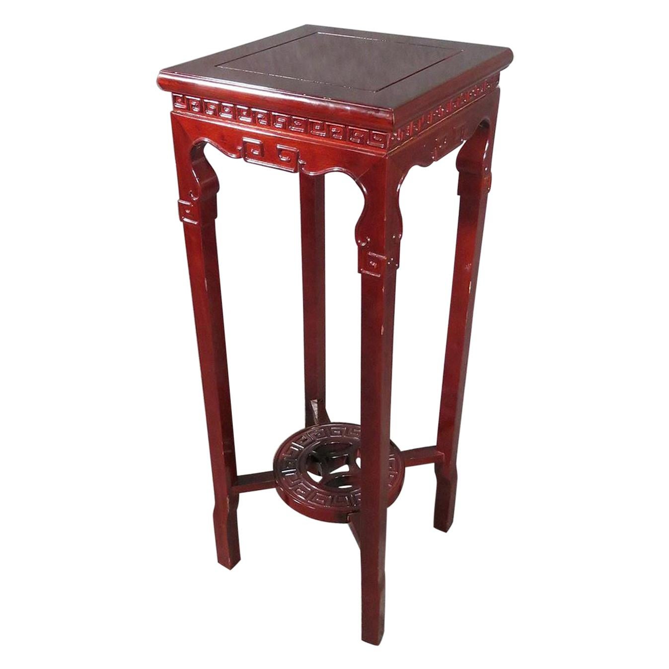 Chinese Carved Mahogany Plantstand Pedestal, C1920 For Sale