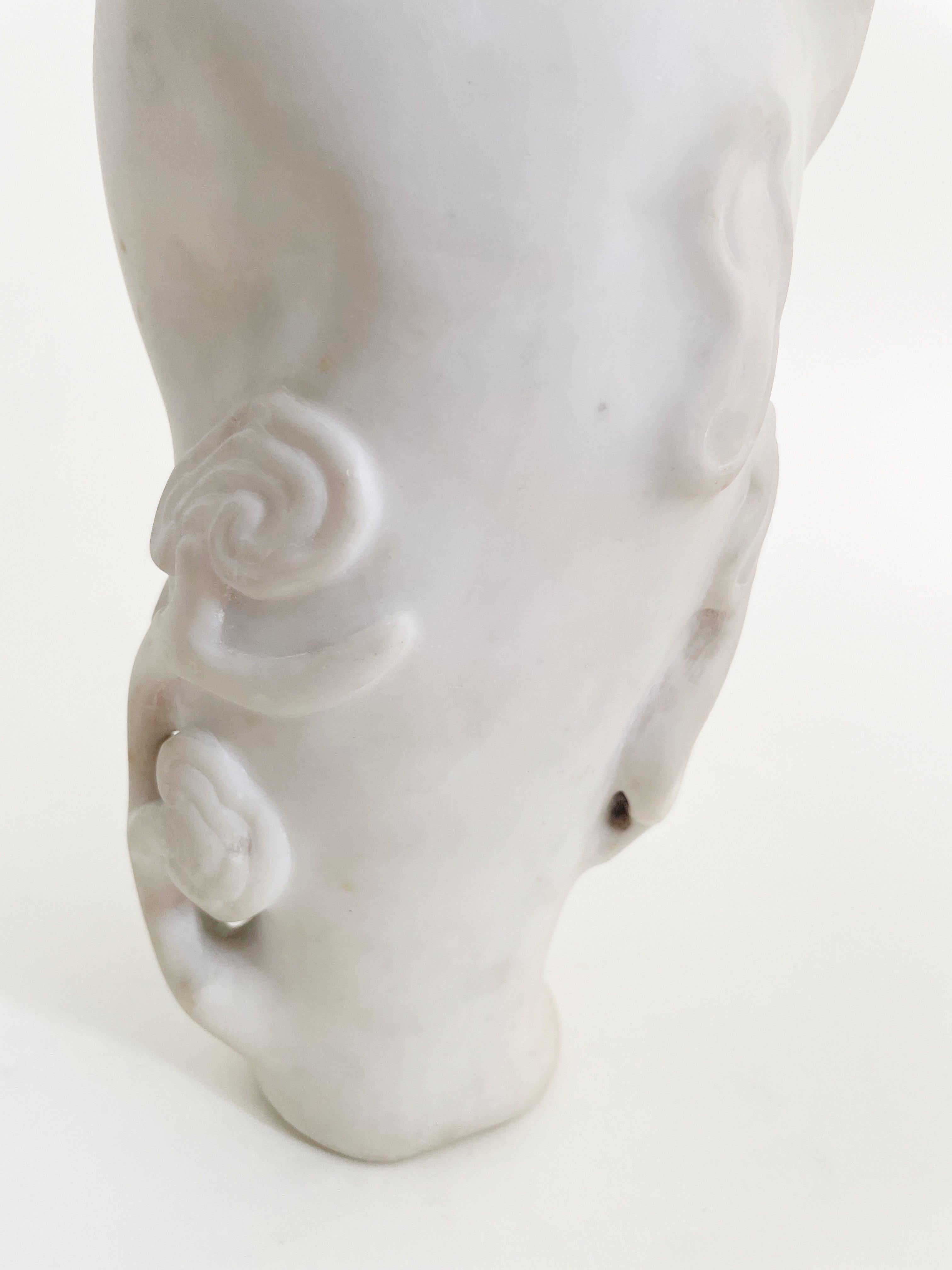 Chinese Carved Marble Vase In Good Condition For Sale In Fall River, MA