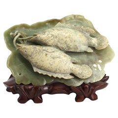 Chinese Carved Mineral Fish Group