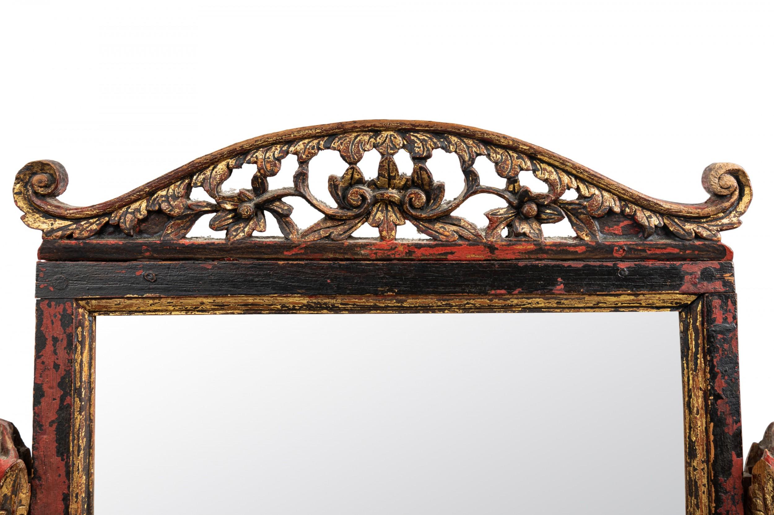 Table de toilette / miroir de coiffeuse chinois en bois peint sculpté avec rehauts dorés en vente 6