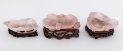 Chinese Carved Pink Rock Crystal Brush Washers, 3