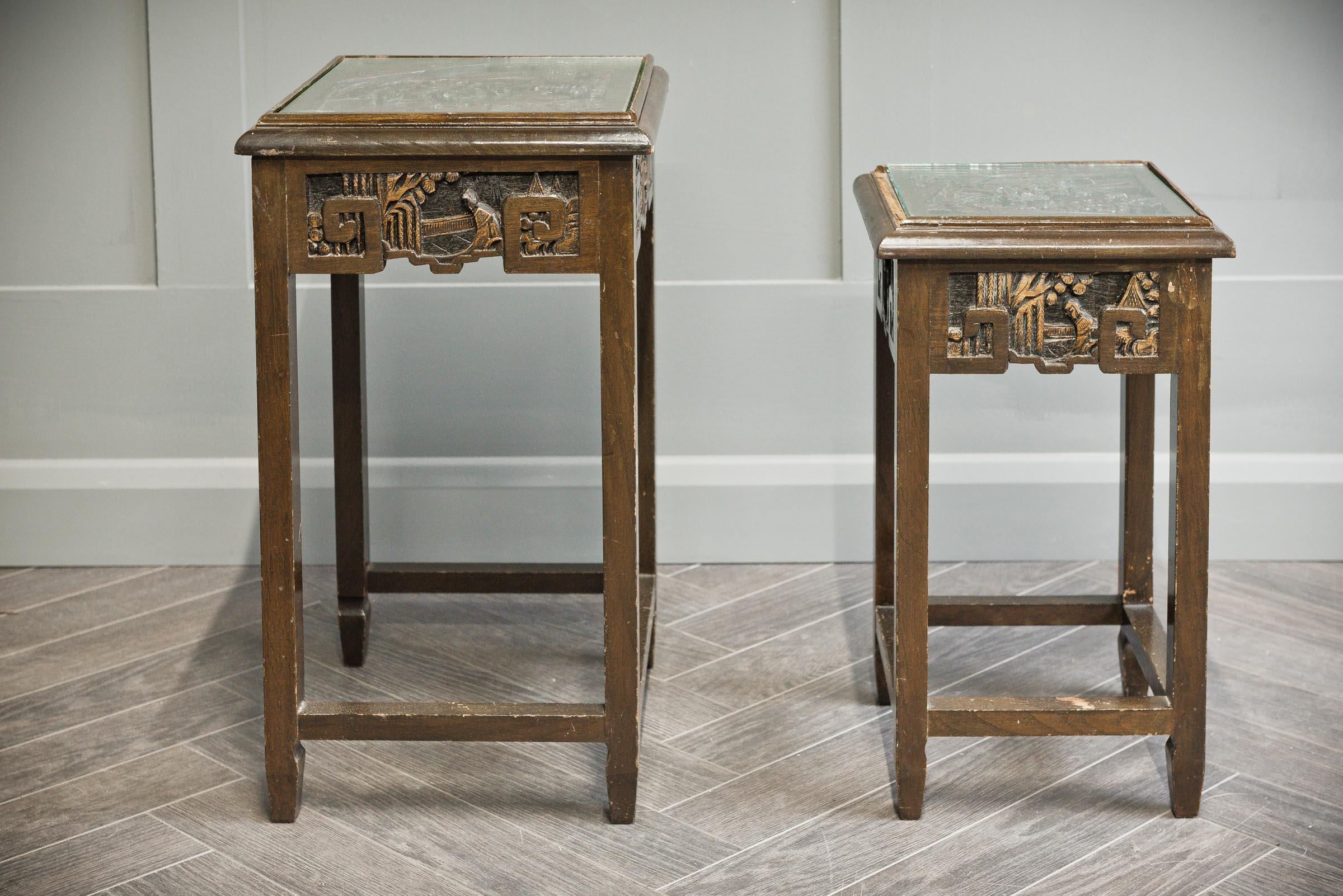 Chinese Carved Quadruple Nest of Tables For Sale 9