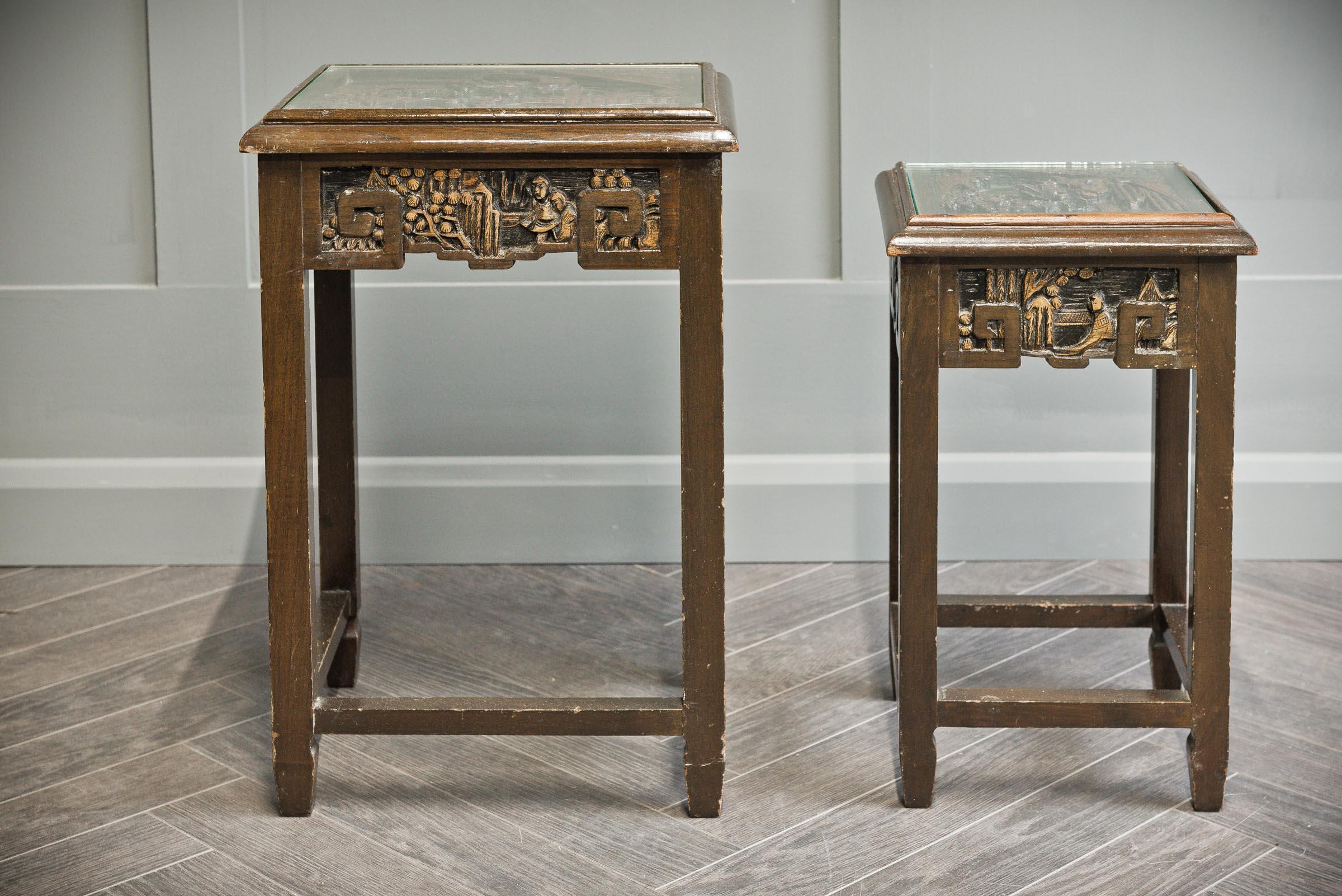 Chinese Carved Quadruple Nest of Tables For Sale 10