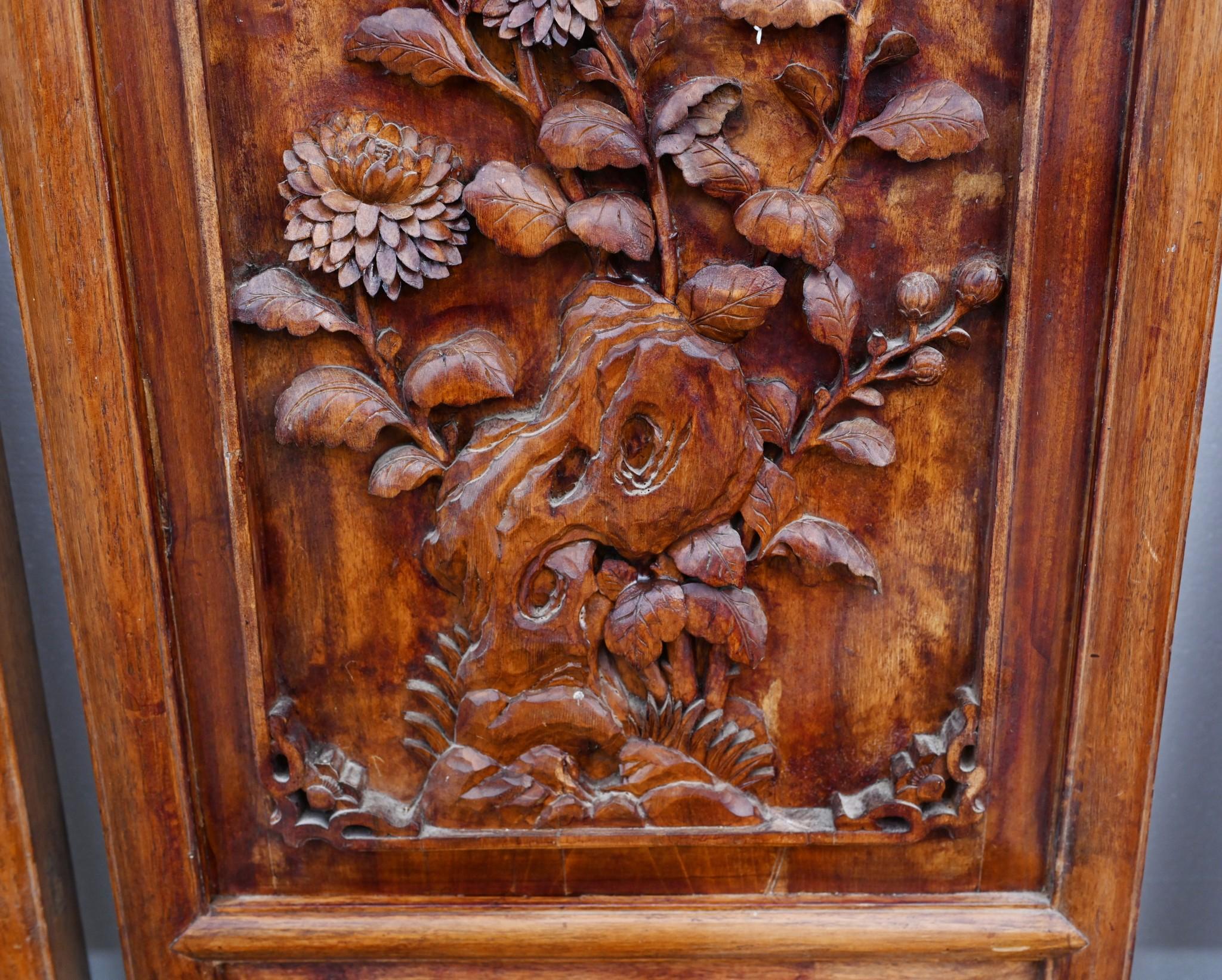 Chinese Carved Room Divider Screen Crane Bird Carvings Antique 1880 For Sale 6