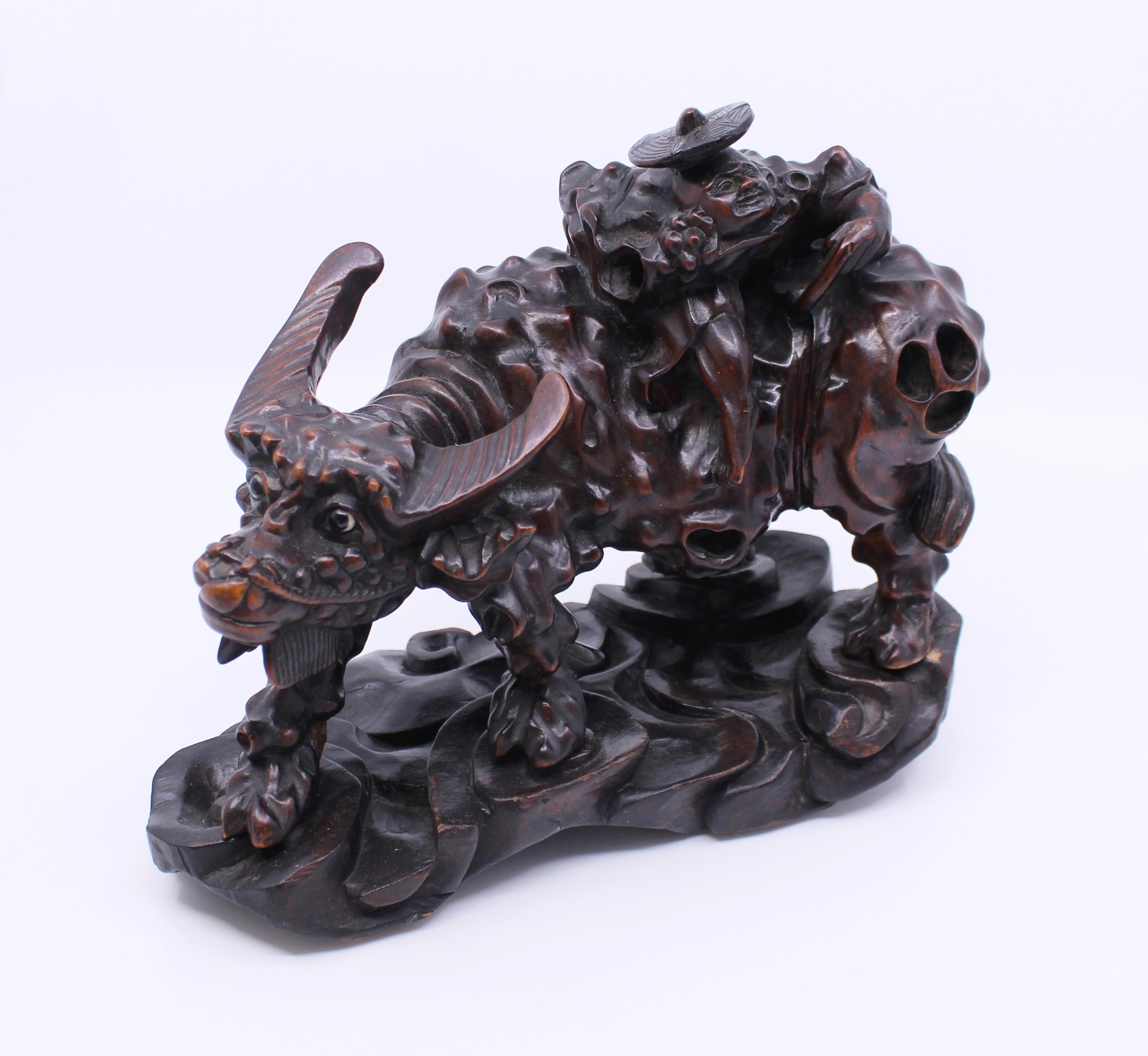 Chinese Carved Rootwood 19th C. Sculpture In Good Condition For Sale In Worcester, GB