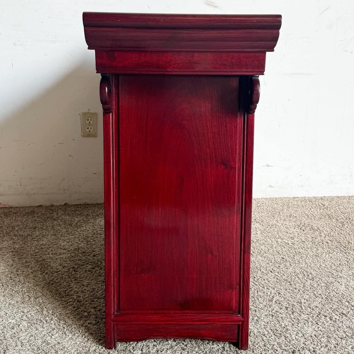 This Chinese Carved Rosewood Altar Console Table is a stunning addition to any home, blending traditional artistry with functional elegance. Expertly crafted from rich rosewood, it features detailed carvings showcasing classic Chinese motifs. The