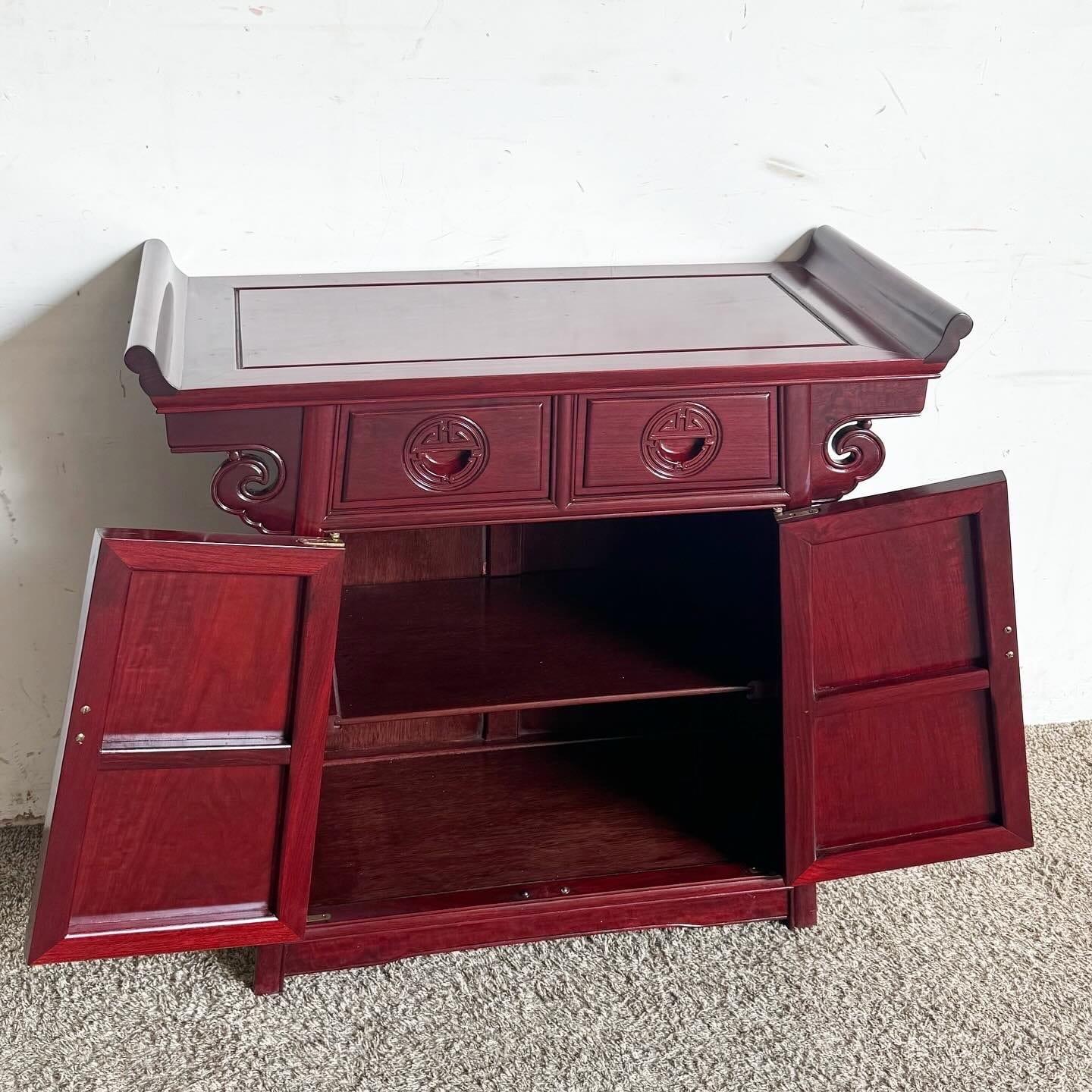 Chinese Carved Rosewood Altar Console Table In Good Condition For Sale In Delray Beach, FL